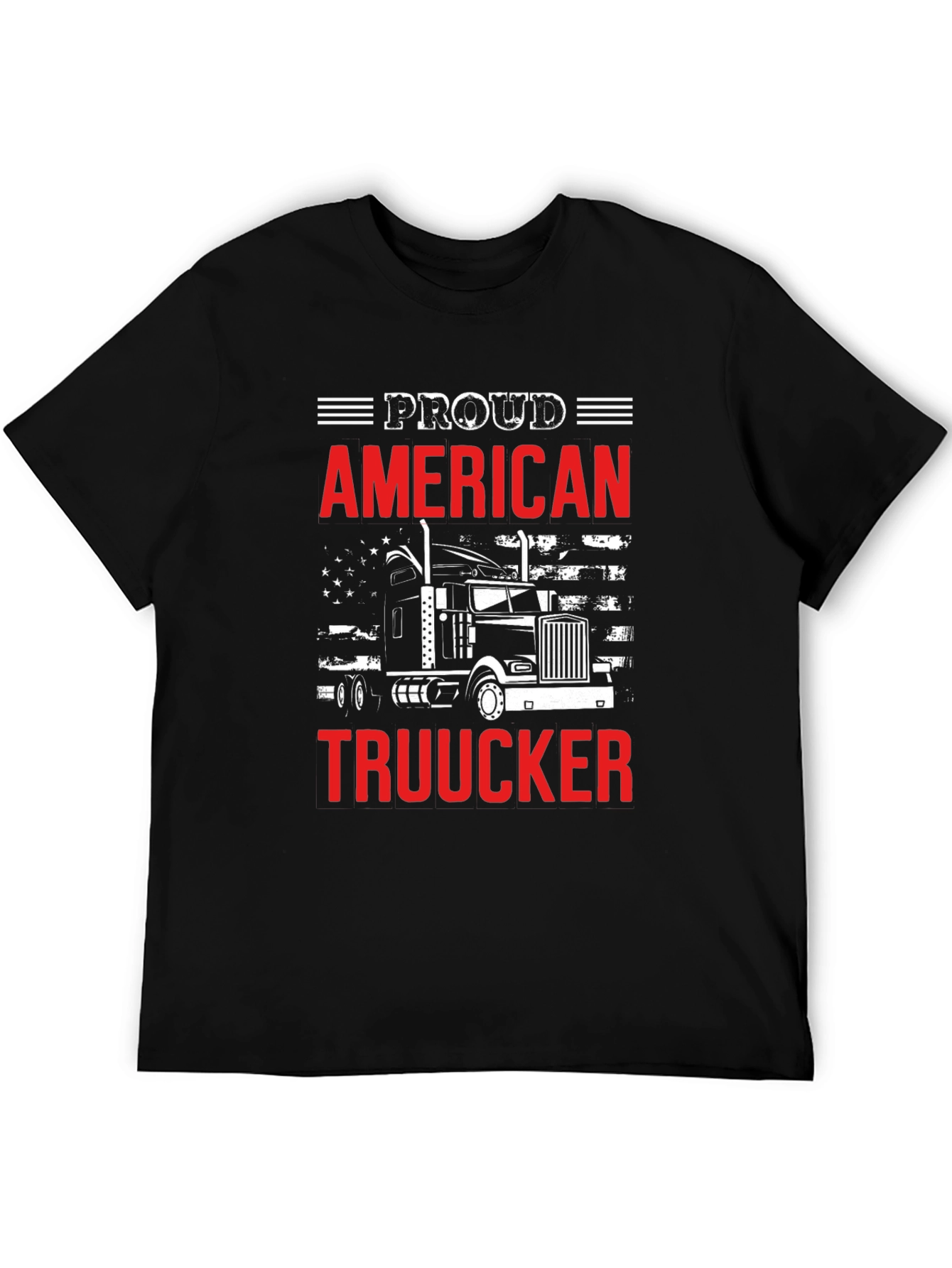 Black Proud American Trucker Graphic T-Shirt view 5