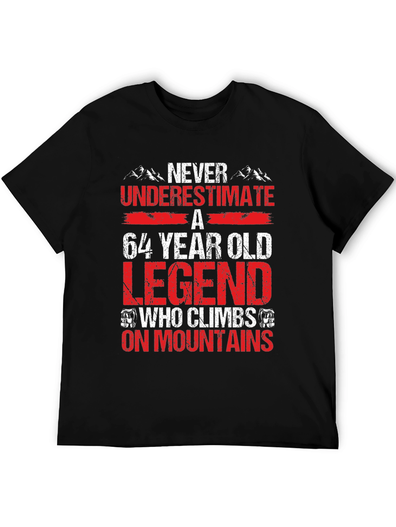 Black 64 Year Old Legend Mountain Climber T-Shirt view 5