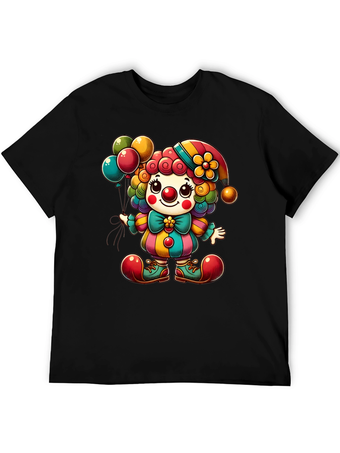 Black Clown Graphic T-Shirt - Funny and Colorful Tee view 5