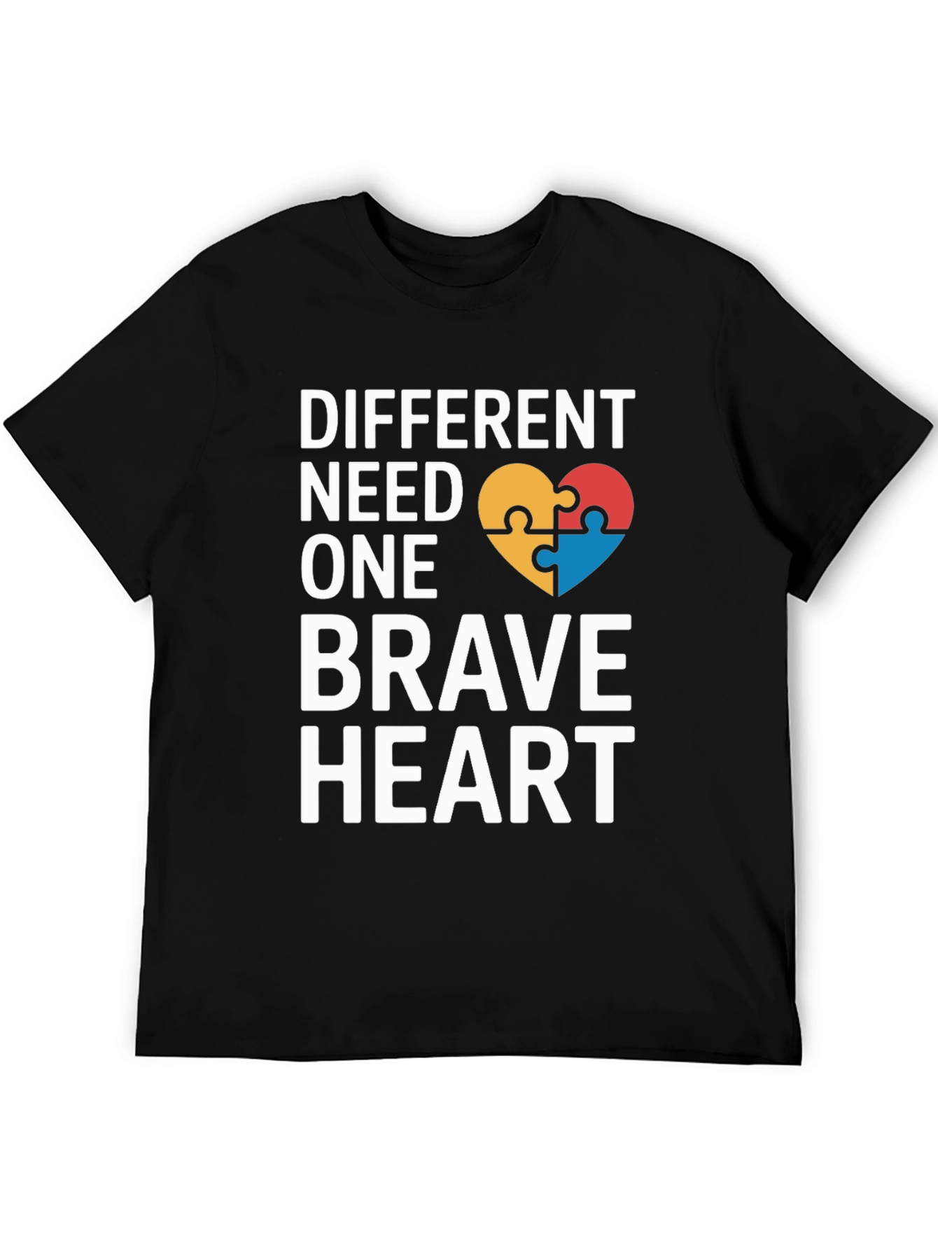 Black Different Need One Brave Heart Autism Awareness T-Shirt view 5