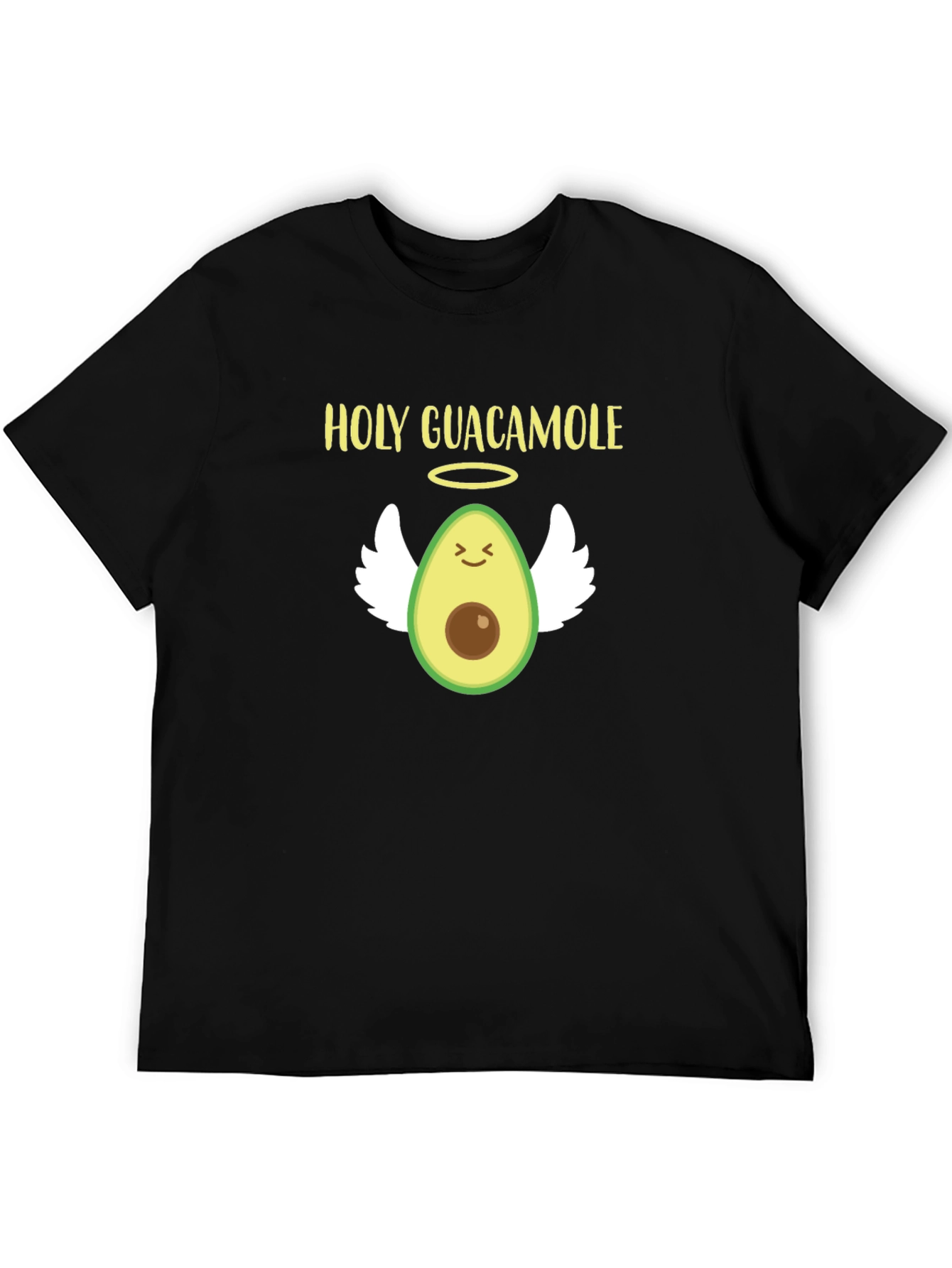 Black Holy Guacamole Avocado Angel Graphic T-Shirt view 5