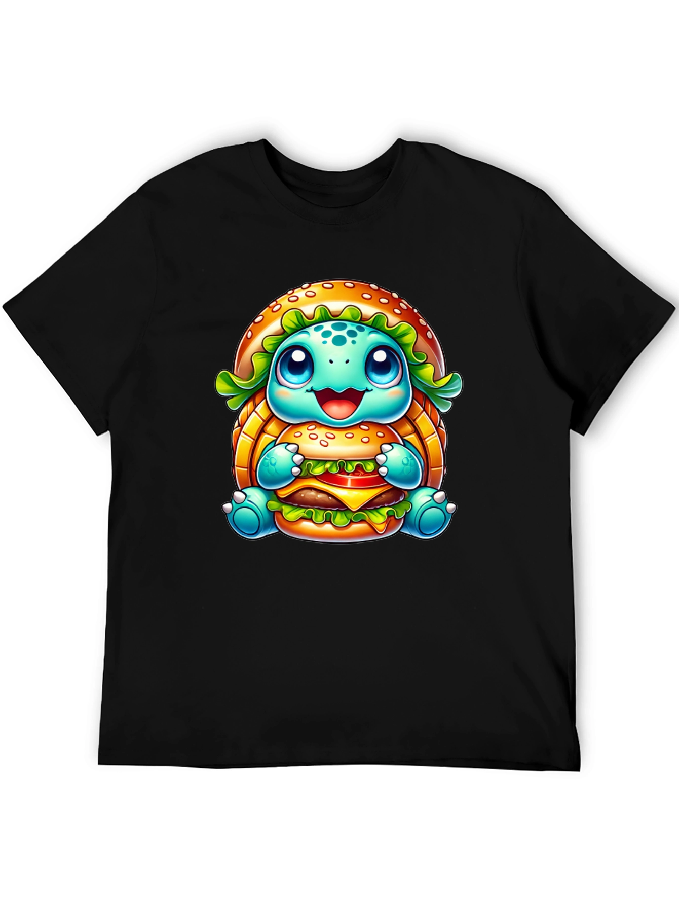Black Turtle Burger Graphic Black T-Shirt view 5