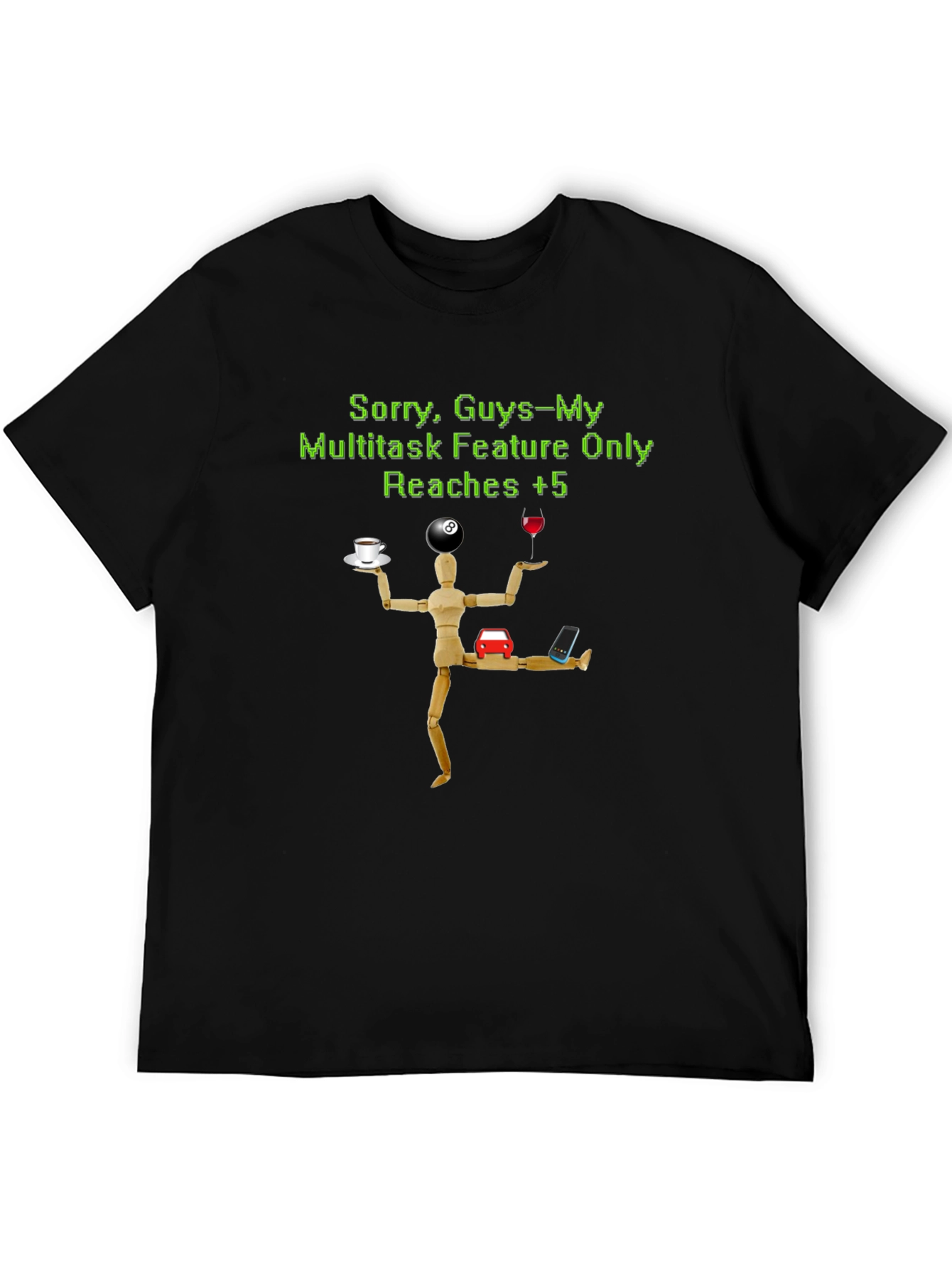 Black Multitask Feature T-Shirt - Humor view 5