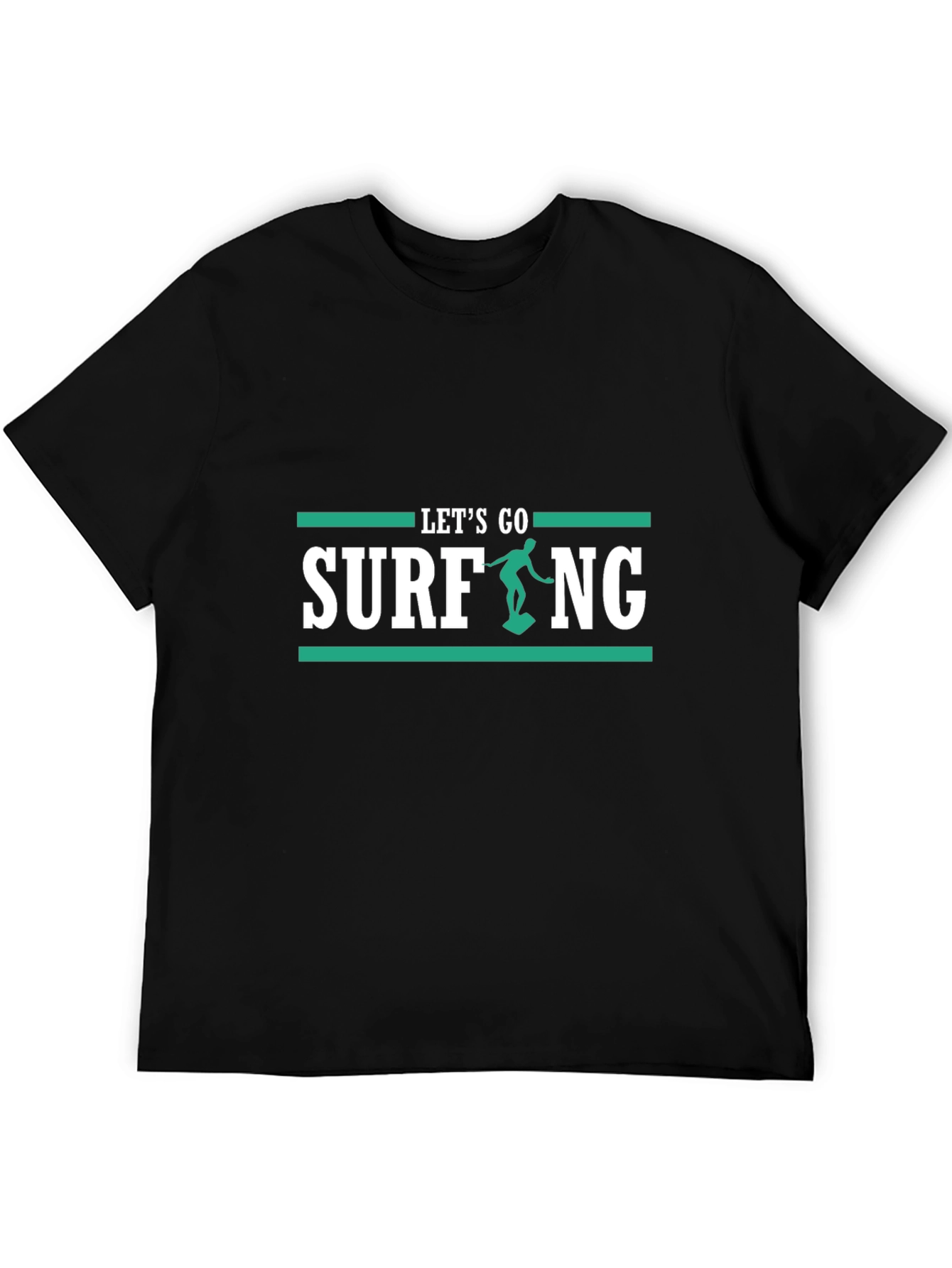 Black Let's Go Surfing Black T-Shirt view 5