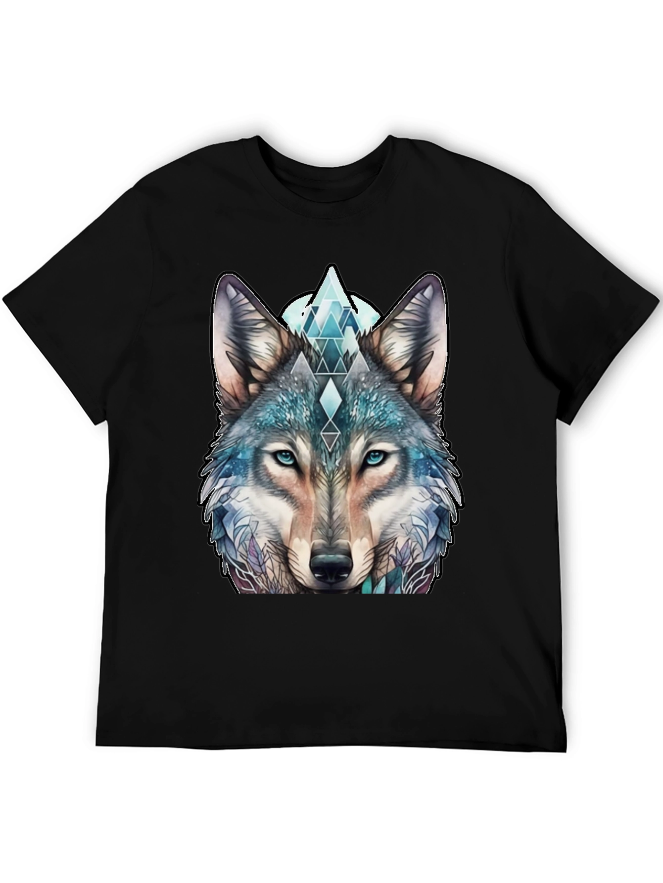 Black Wolf Graphic Tee - Geometric Design, Soft Cotton view 5