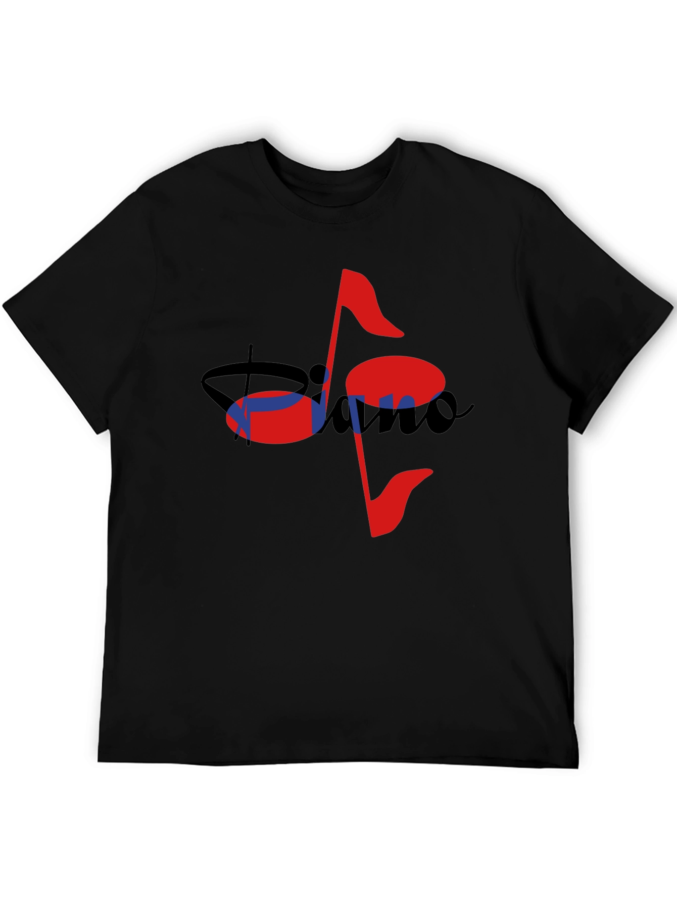 Black Musical Piano Note Black T-Shirt view 5