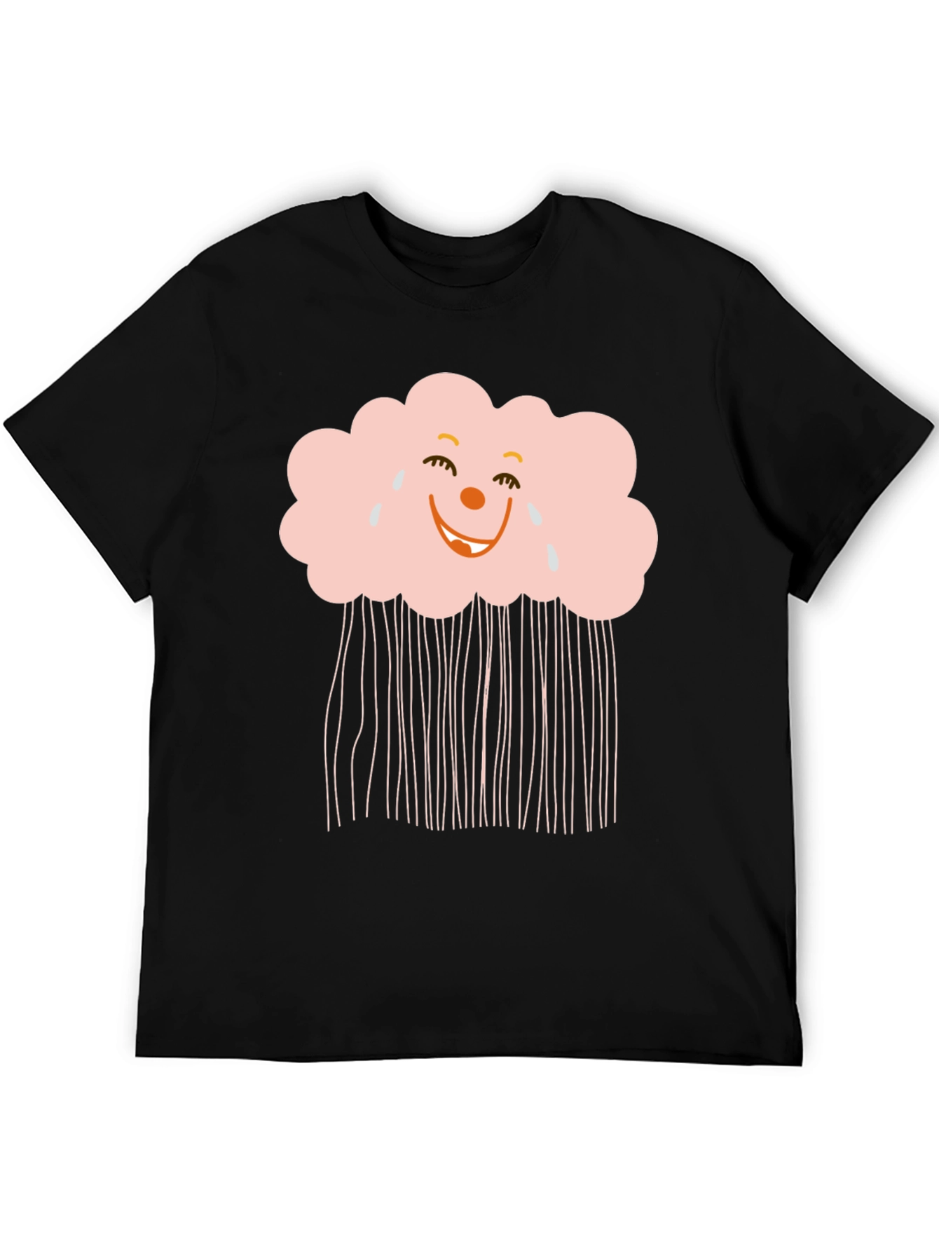Black Funny Cloud T-Shirt - Black Cotton Tee view 5