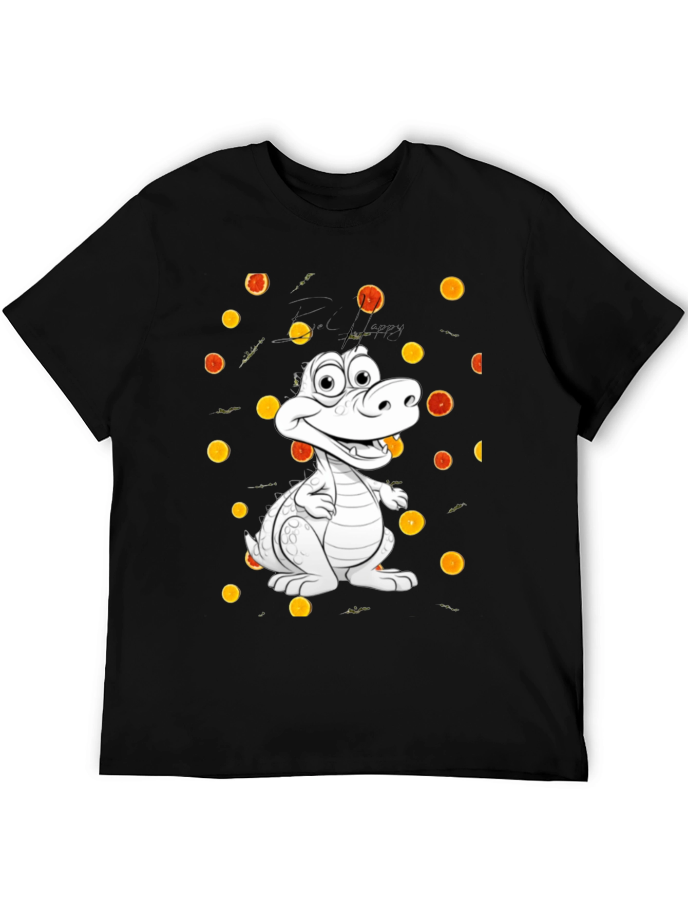 Black Cartoon Alligator Graphic Black T-Shirt view 5