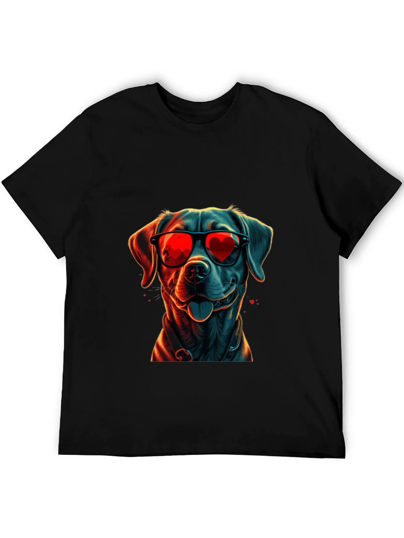 Black Dog with Heart Sunglasses Graphic Tee view 5
