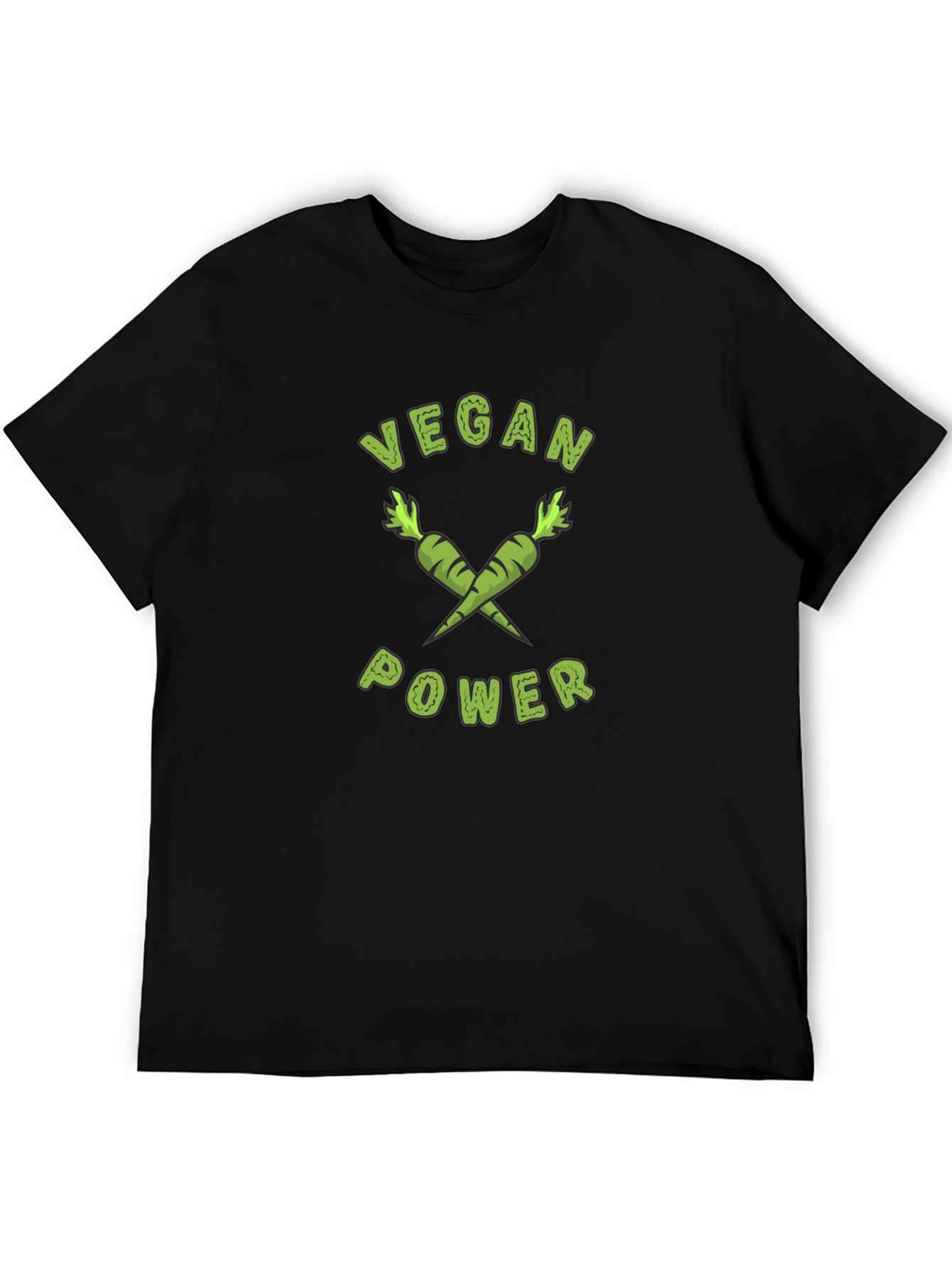 Black Vegan Power T-Shirt - Carrot Graphic Tee view 5