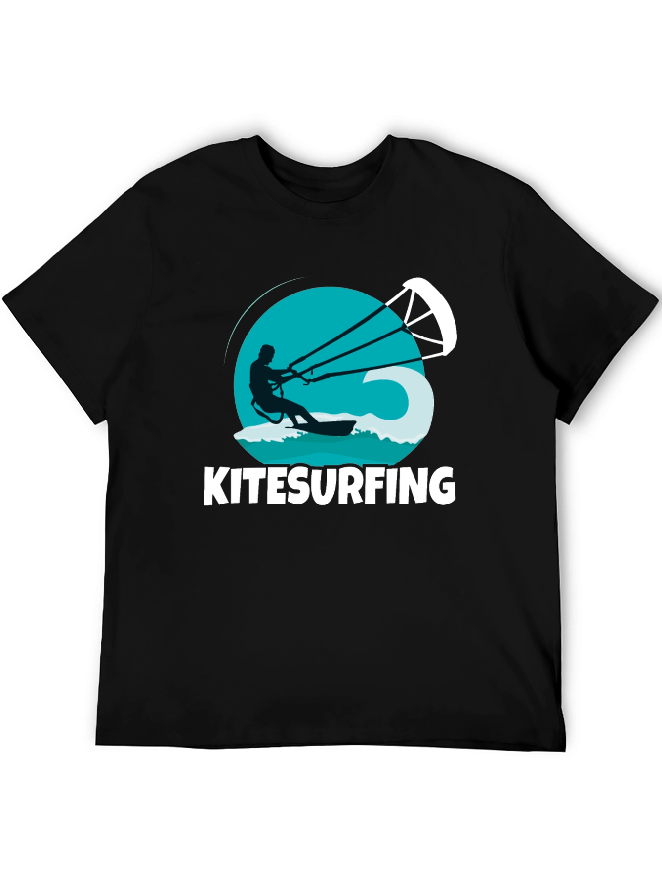 Black Kitesurfing T-Shirt: Black Graphic Tee view 5