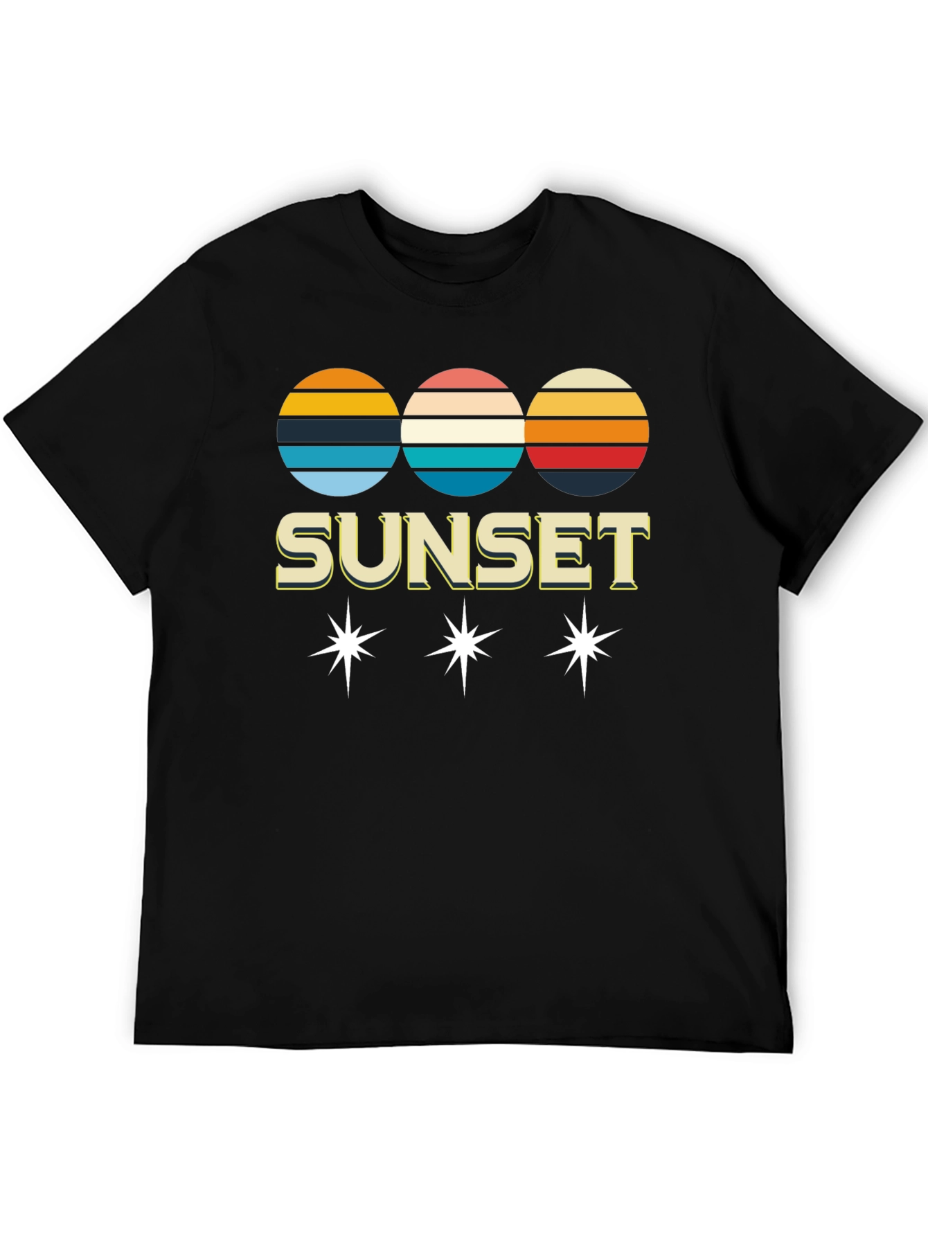 Black Retro Sunset Graphic Tee - Classic Style view 5