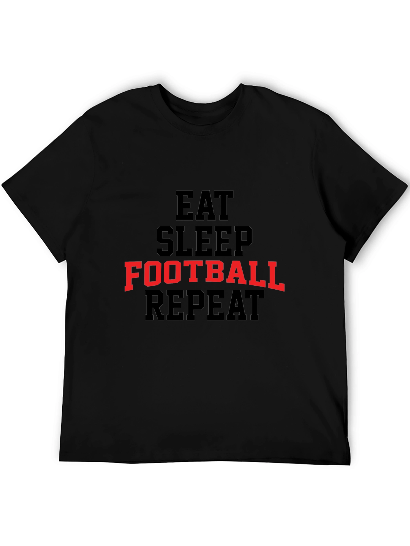 Black Eat Sleep Football Repeat Graphic Tee view 5