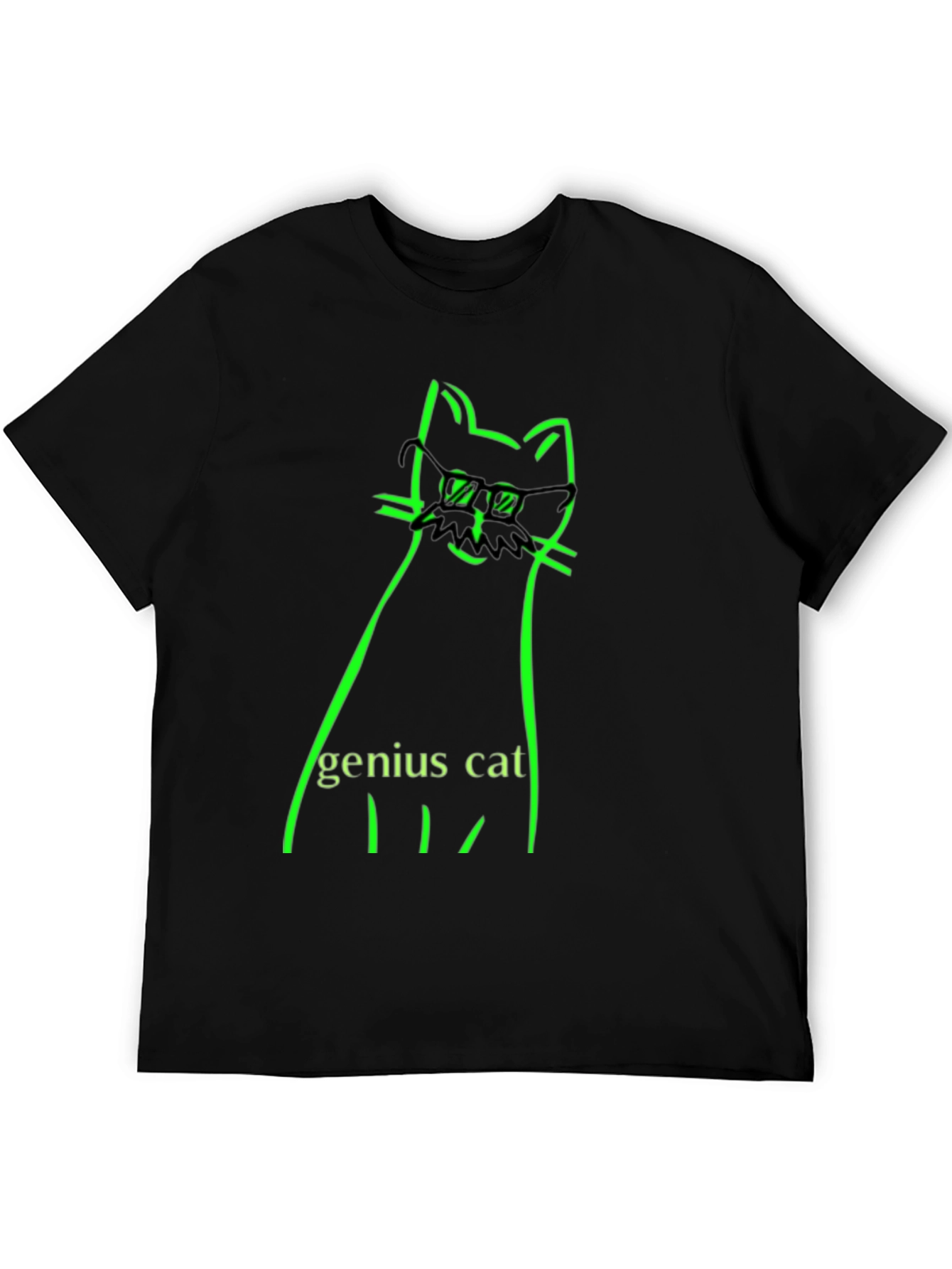 Black Genius Cat Black T-Shirt - Whimsical & Clever Design view 5