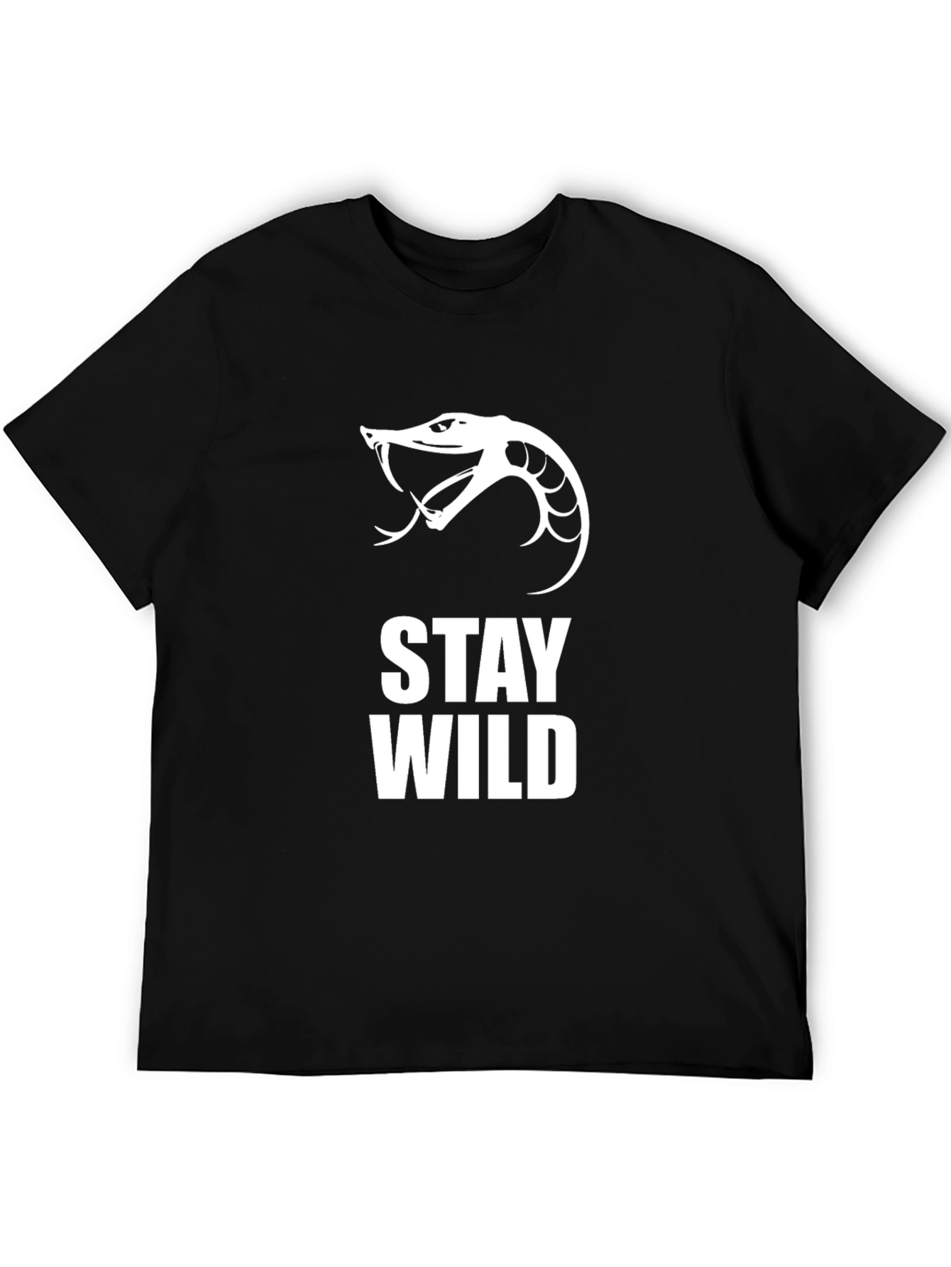 Black Stay Wild Snake Graphic Tee - Black Cotton view 5