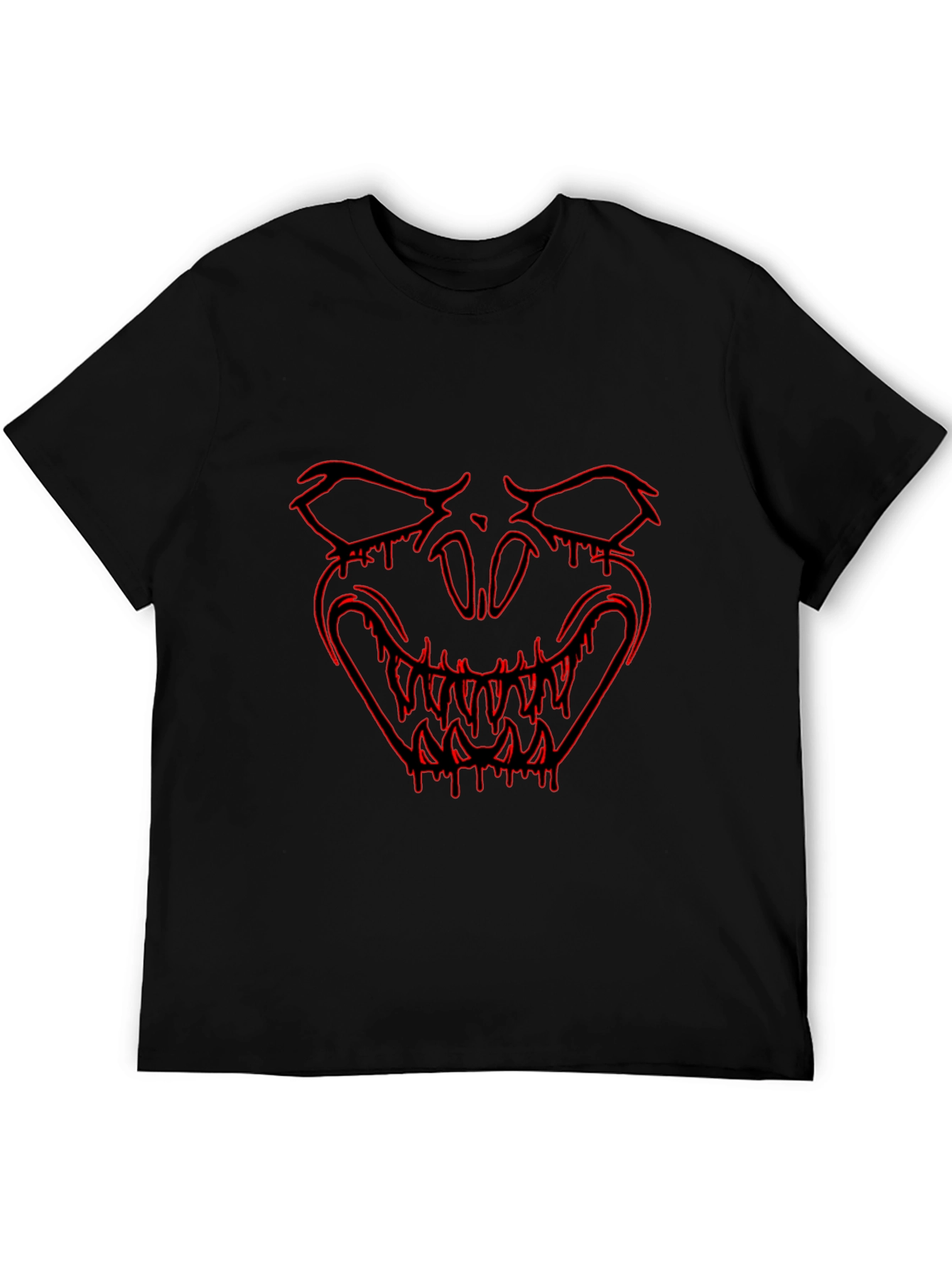 Black Men's Black T-Shirt with Red Monster Graphic view 5