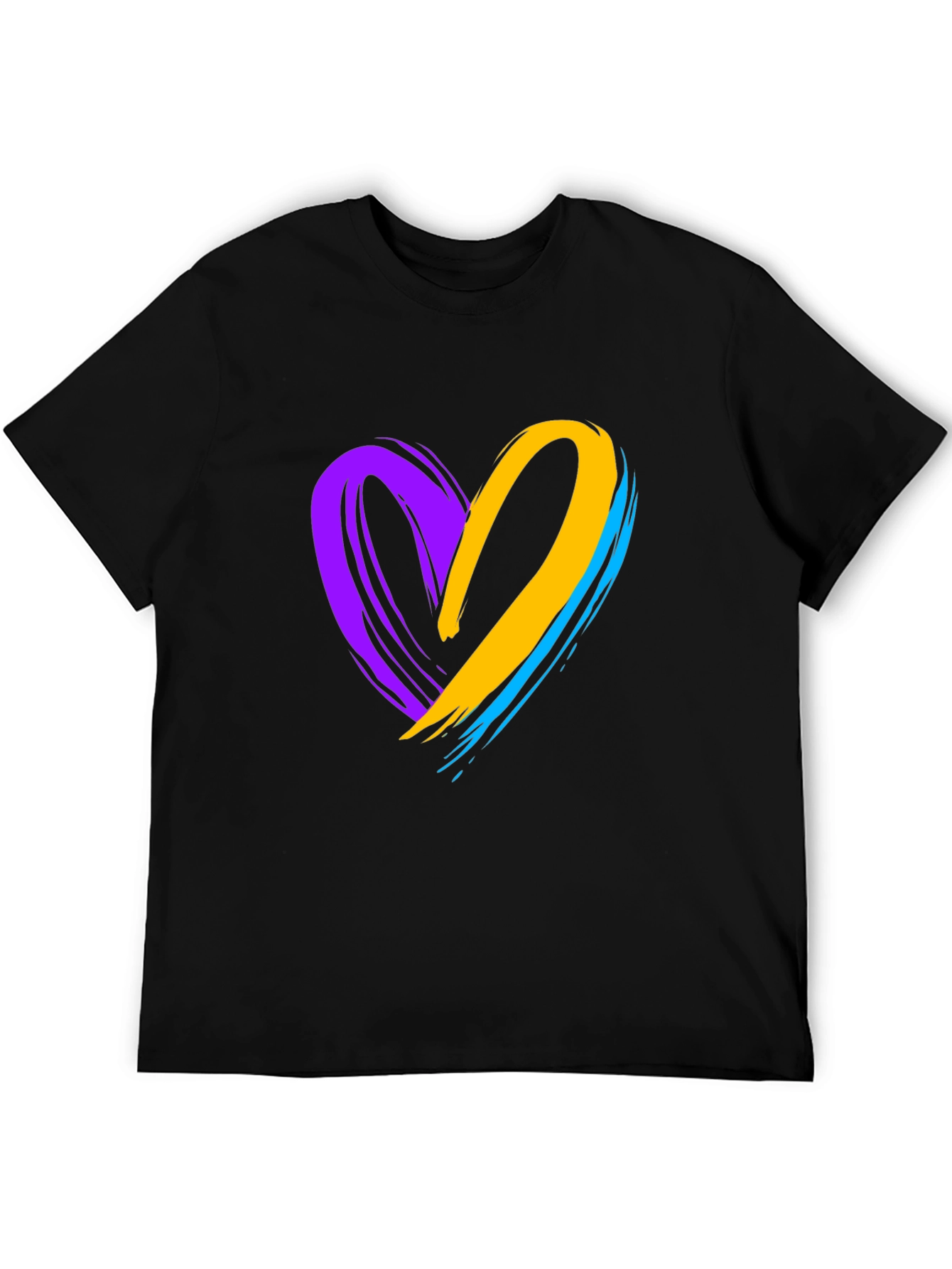 Brush Stroke Heart Graphic Tee - Casual Black T-Shirt - 5