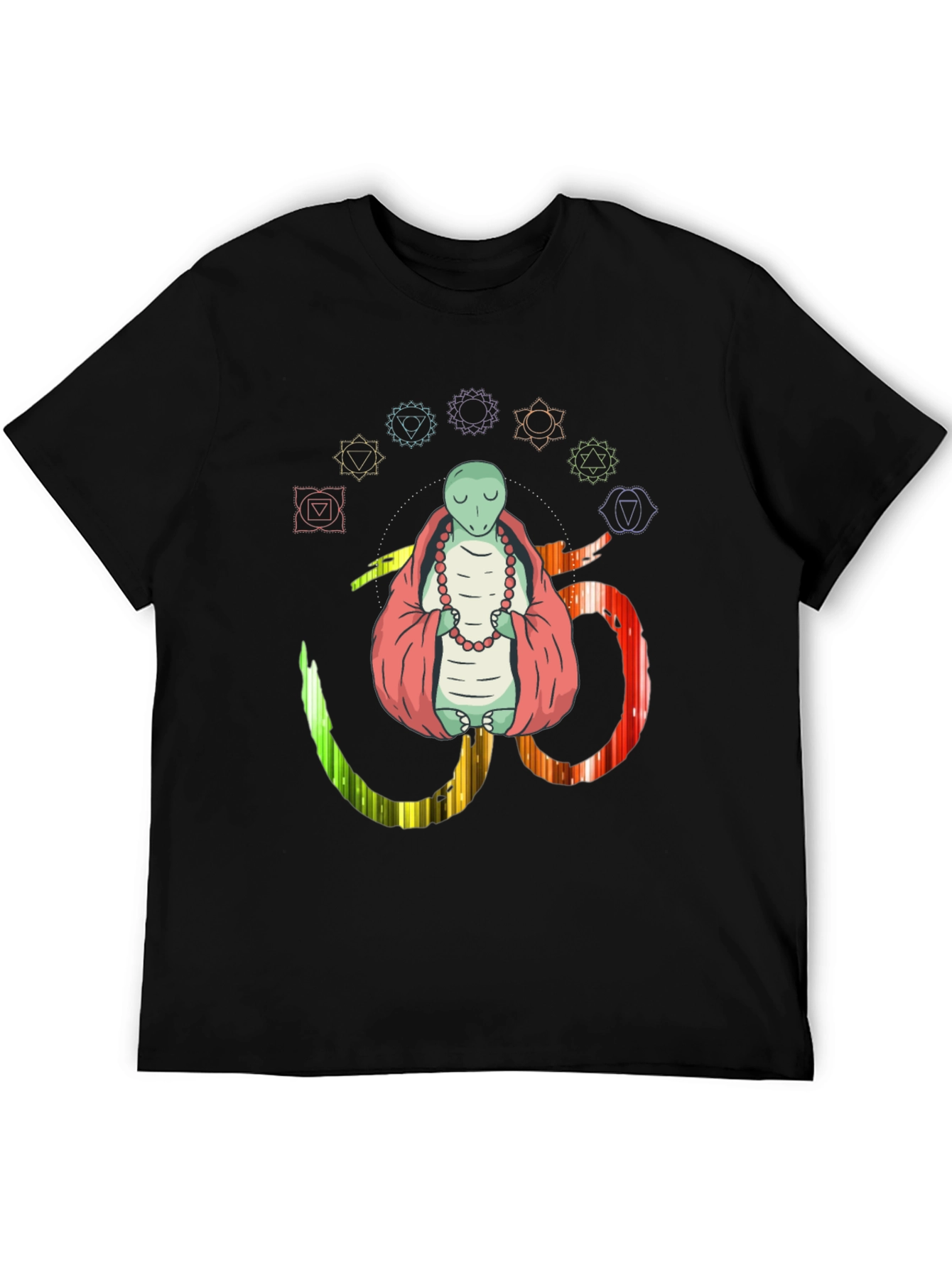 Black Meditating Lizard Om Yoga Chakra T-Shirt view 5