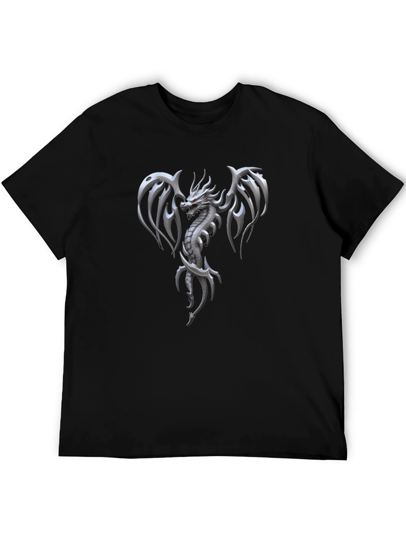 Dragon Graphic Print Men's Black T-Shirt - 5