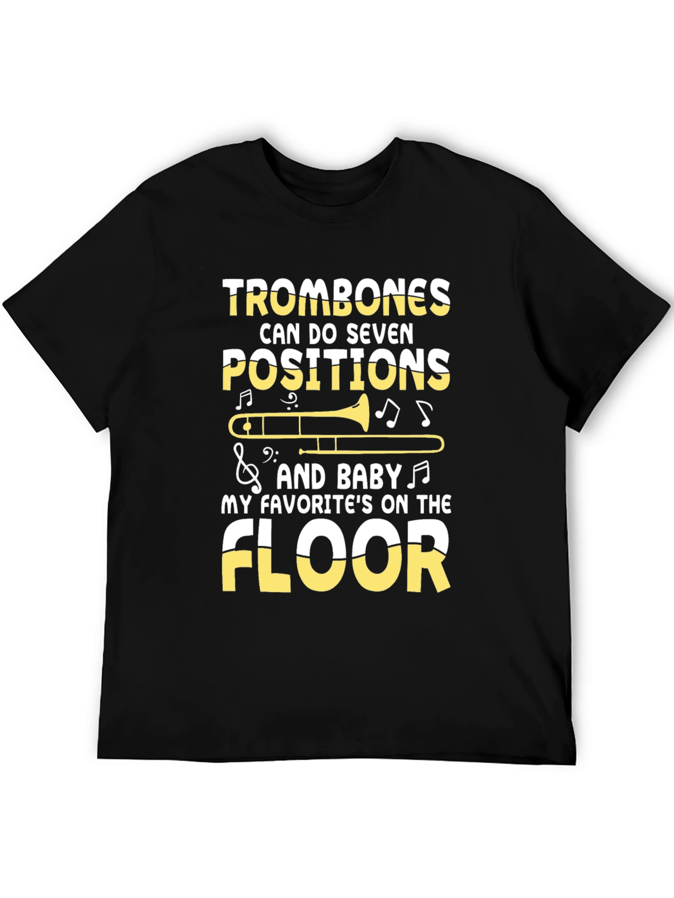 Black Trombones Seven Positions Graphic T-Shirt view 5