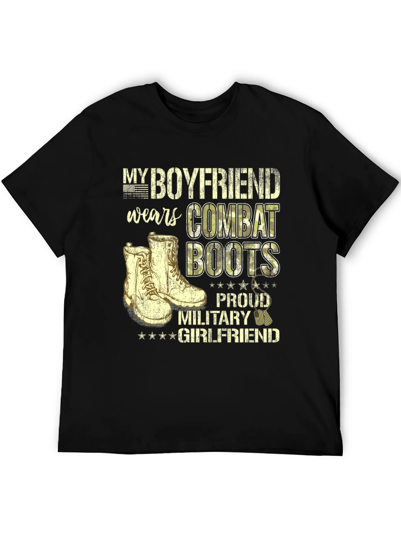 Black Proud Military Girlfriend Tee view 5