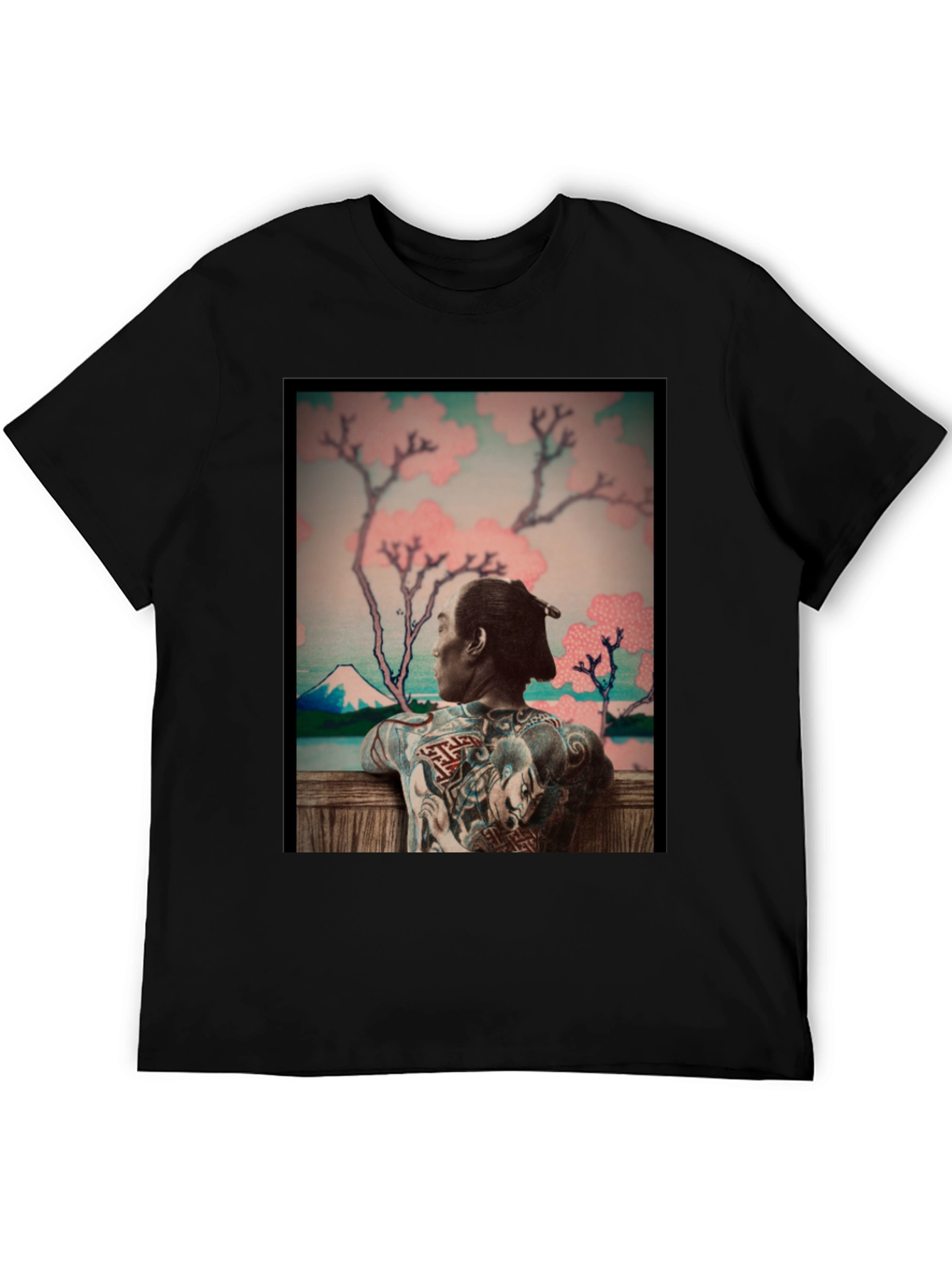 Black Japanese Art Tattoo T-Shirt - Unique Graphic Tee view 5