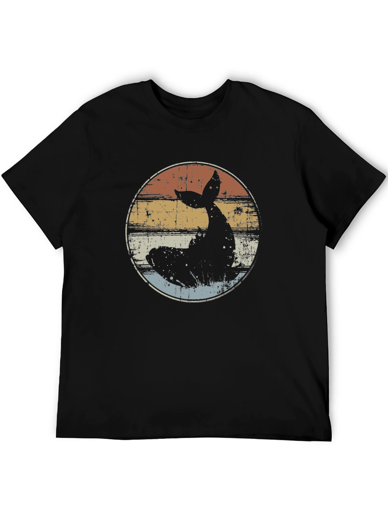 Black Retro Whale Tail Graphic T-Shirt - Black view 5