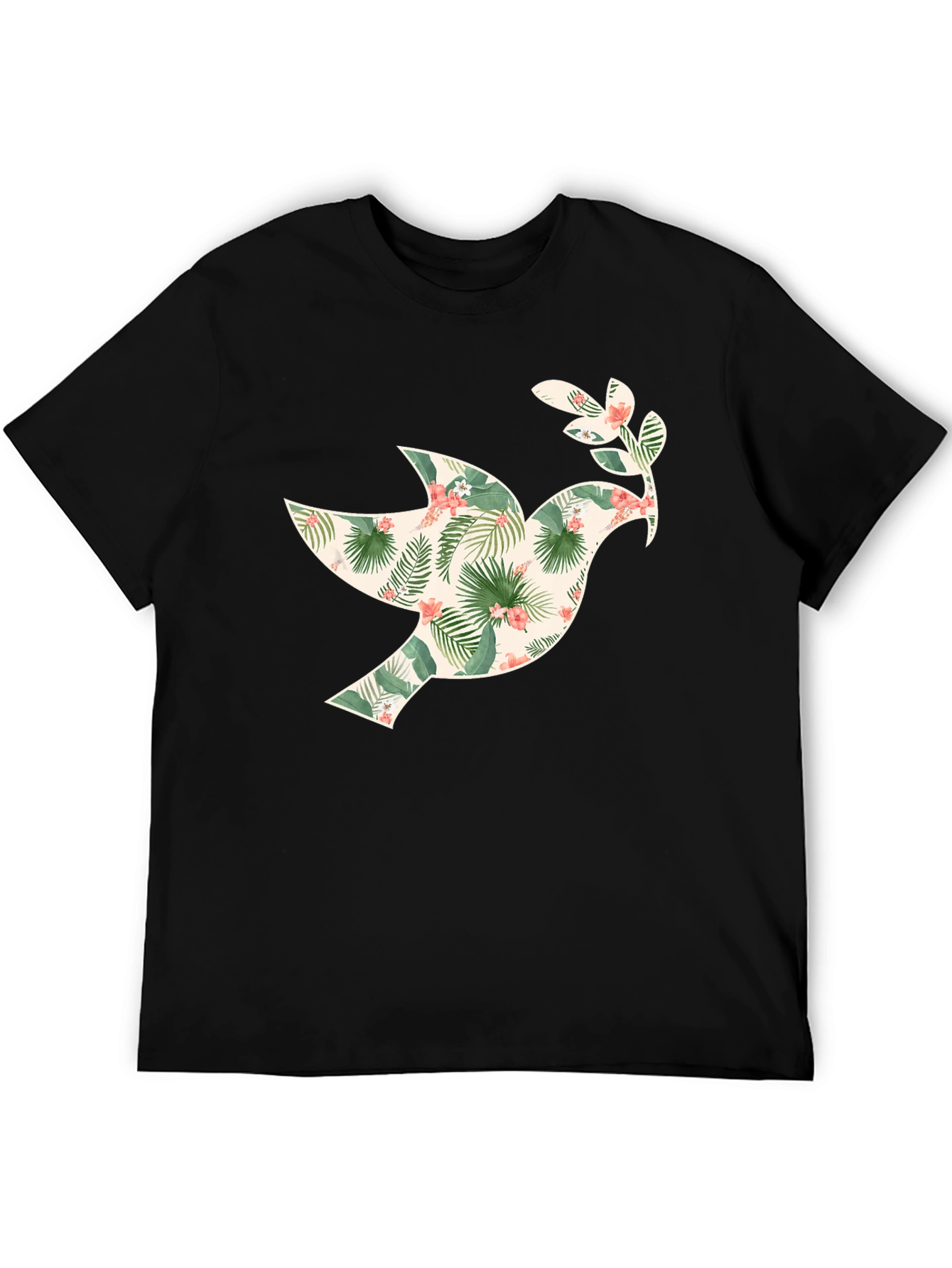 Black Tropical Dove Graphic Tee - Men's Black T-Shirt view 5