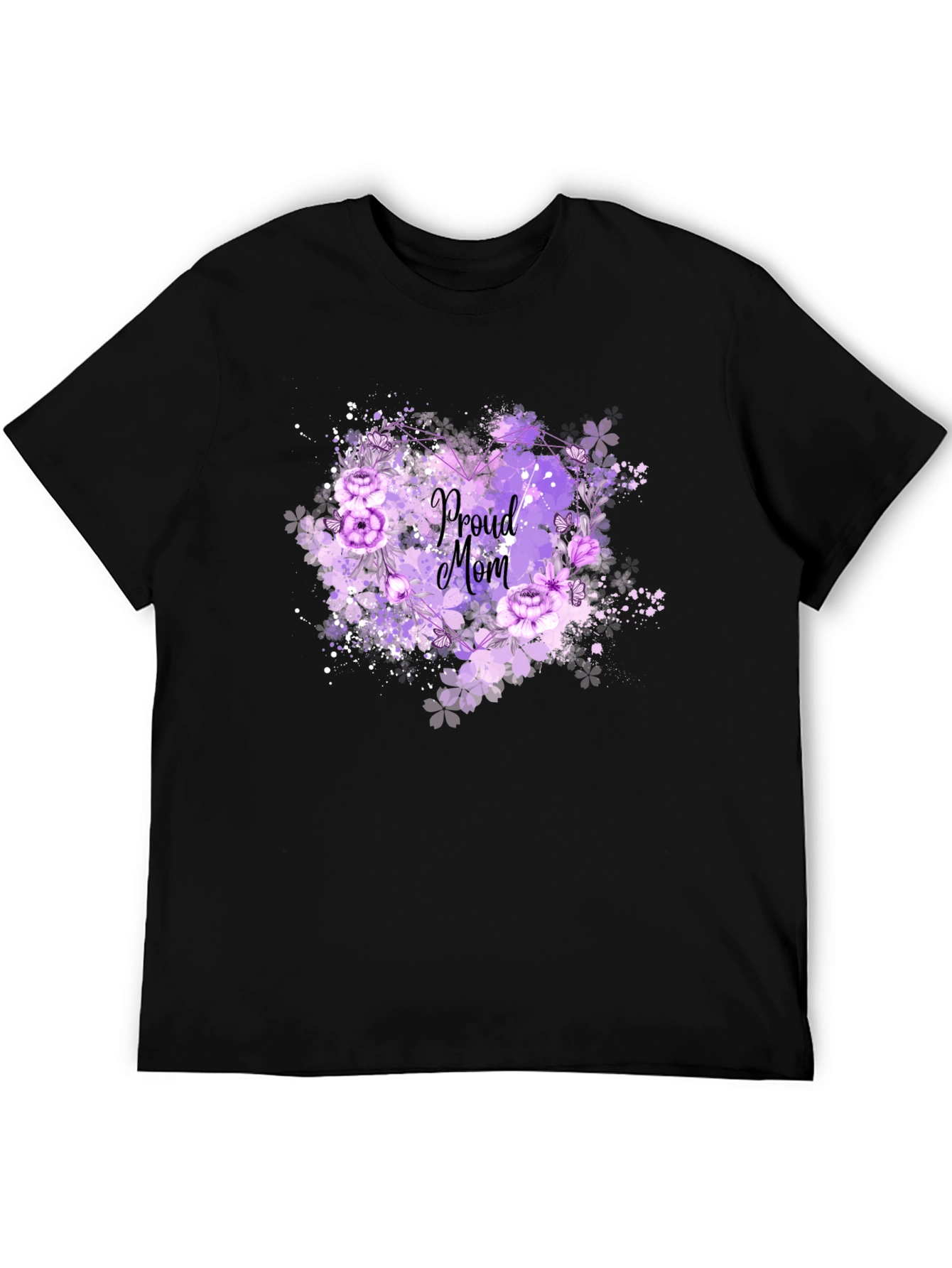 Black Proud Mom Floral T-Shirt view 5