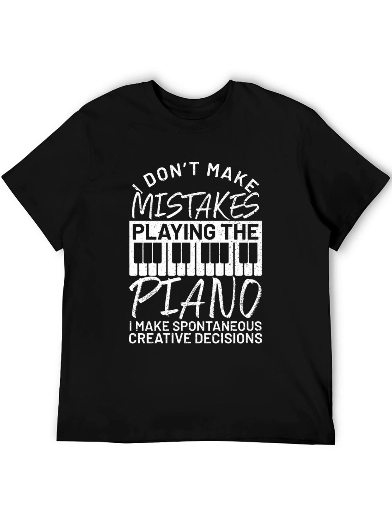 Black Piano Player Spontaneous Decisions Tee view 5