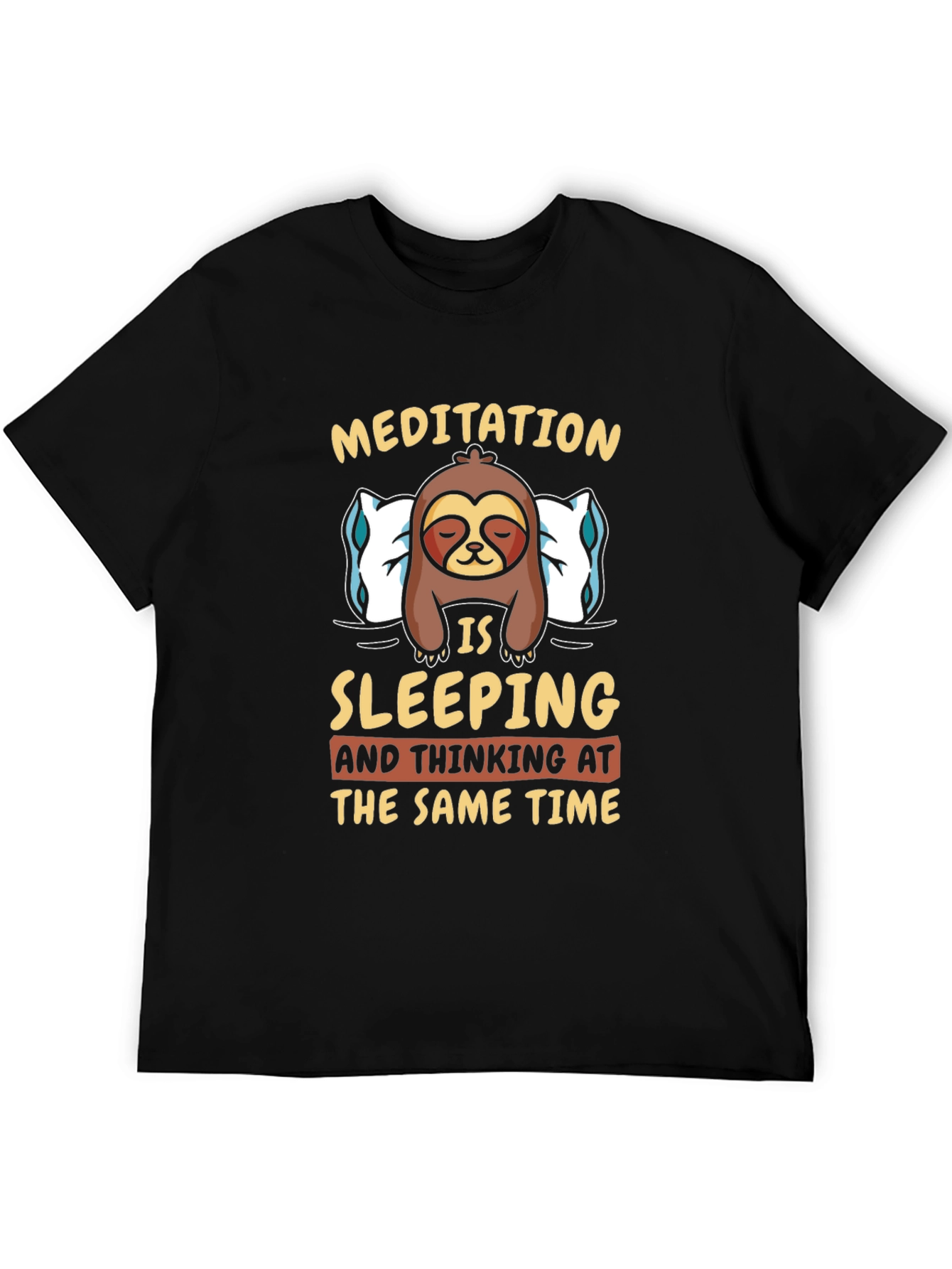 Meditation Sloth Graphic Tee: Sleeping & Thinking T-Shirt - 5