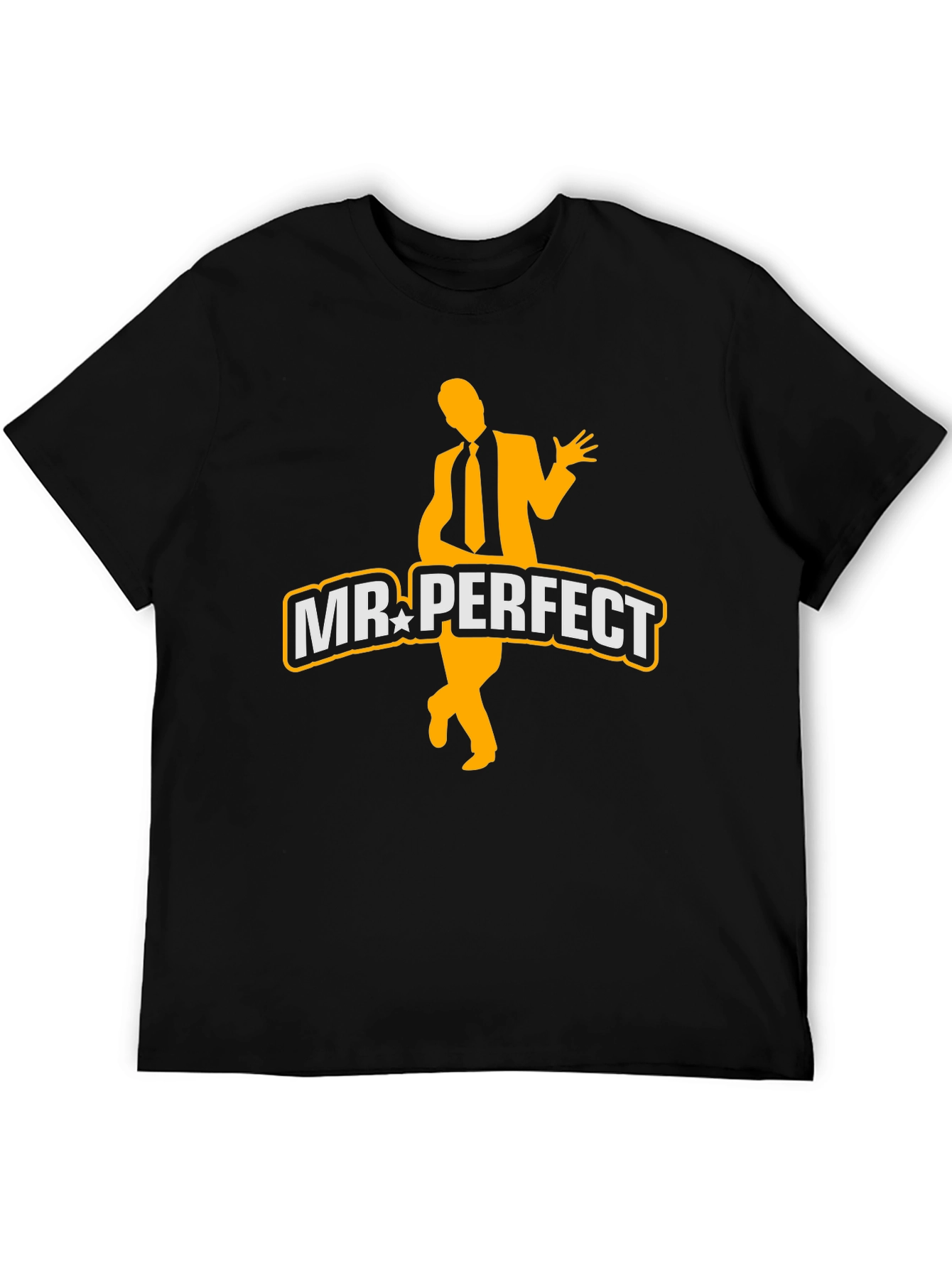 Black Mr. Perfect Graphic Tee - Black Cotton Blend T-Shirt view 5