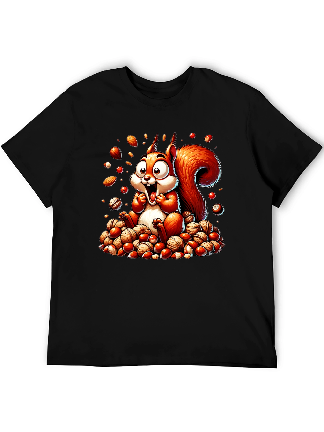 Black Squirrel Nut Lover T-Shirt - Cartoon Design view 5