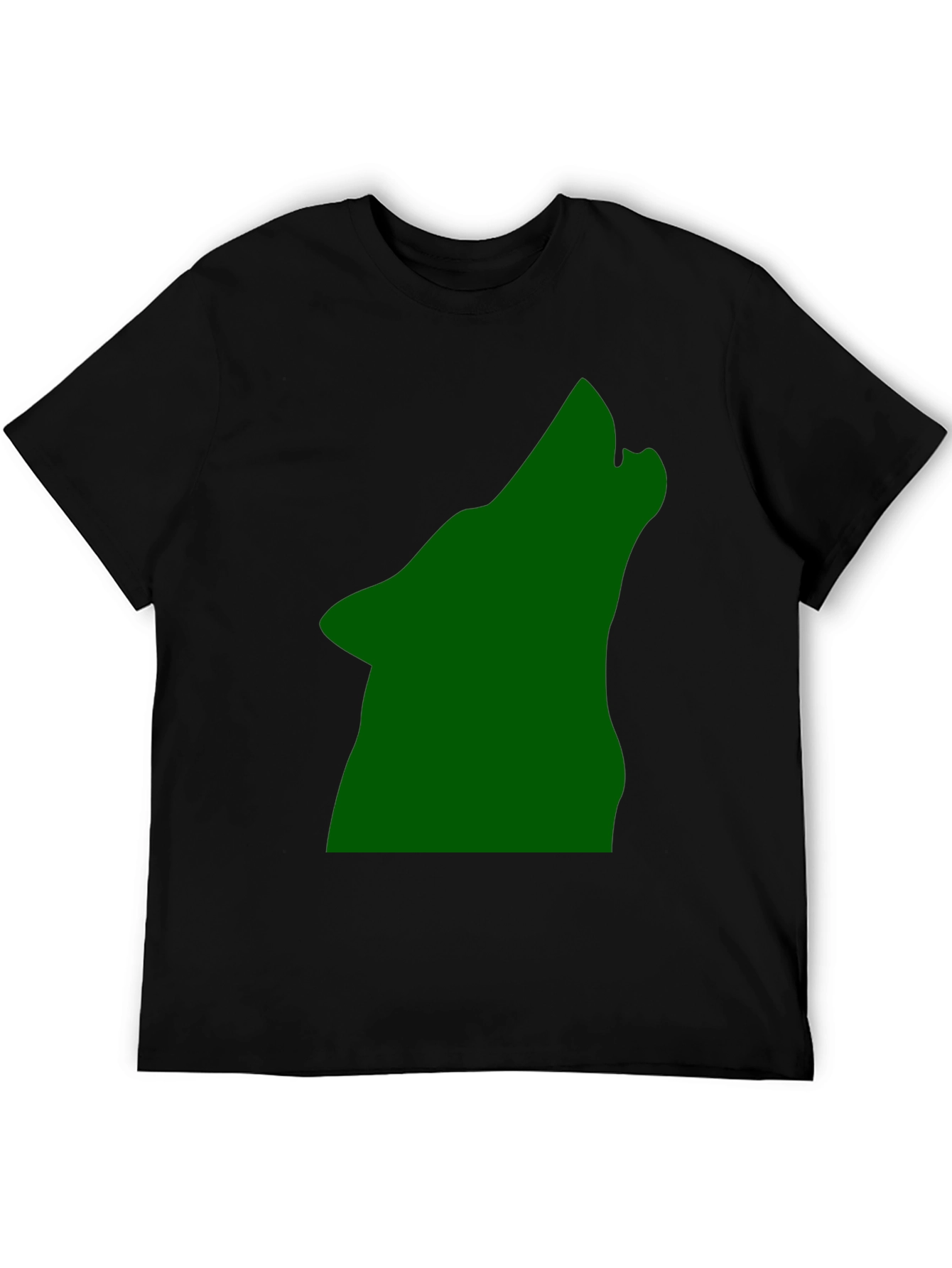 Black Black T-Shirt with Green Howling Wolf Design view 5