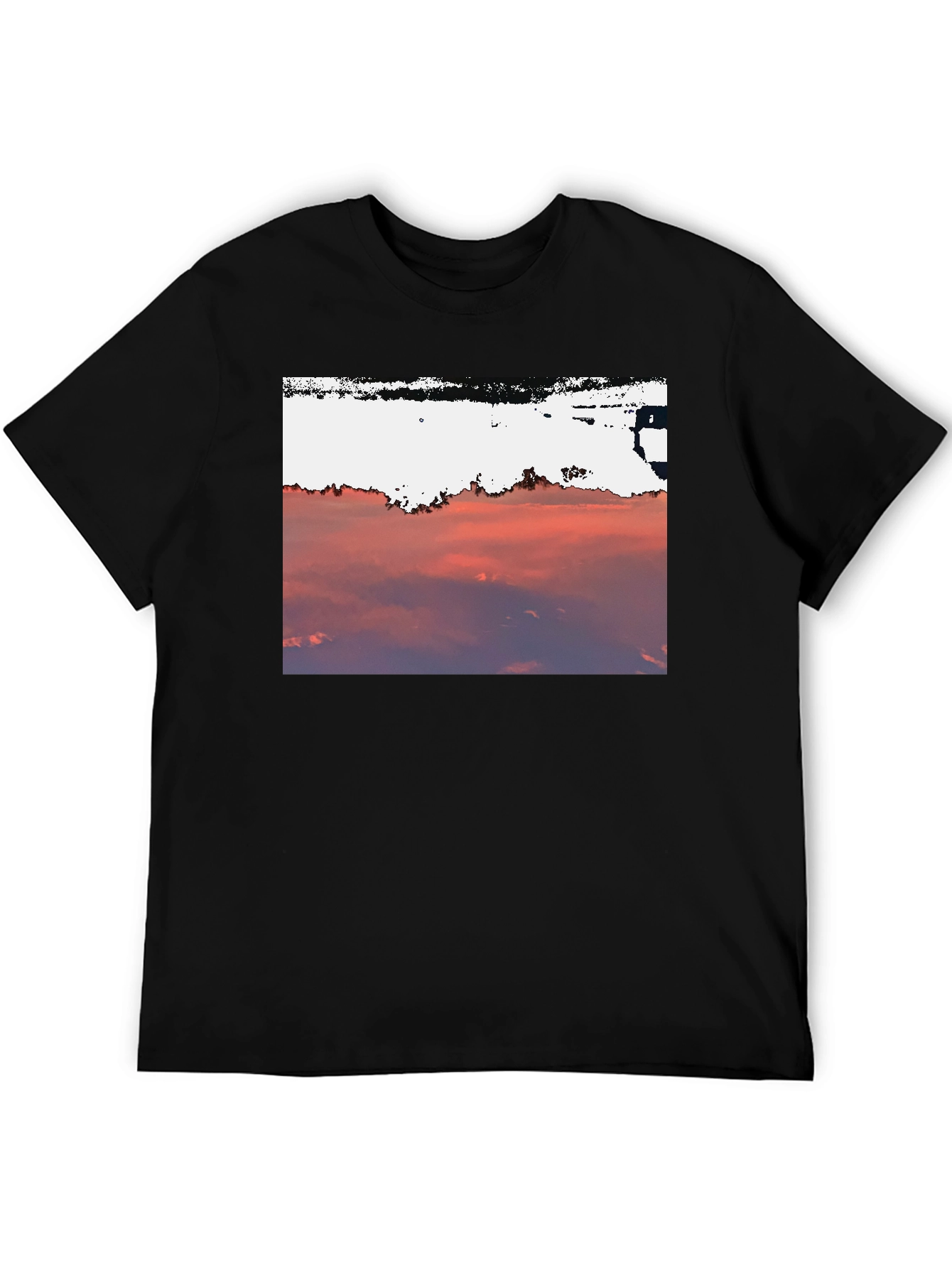 Black Sunset Sky Graphic Tee - Black Cotton Blend view 5