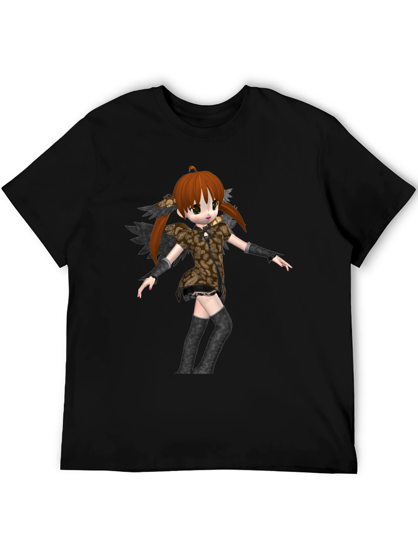 Black Anime Girl Graphic Black T-Shirt view 5