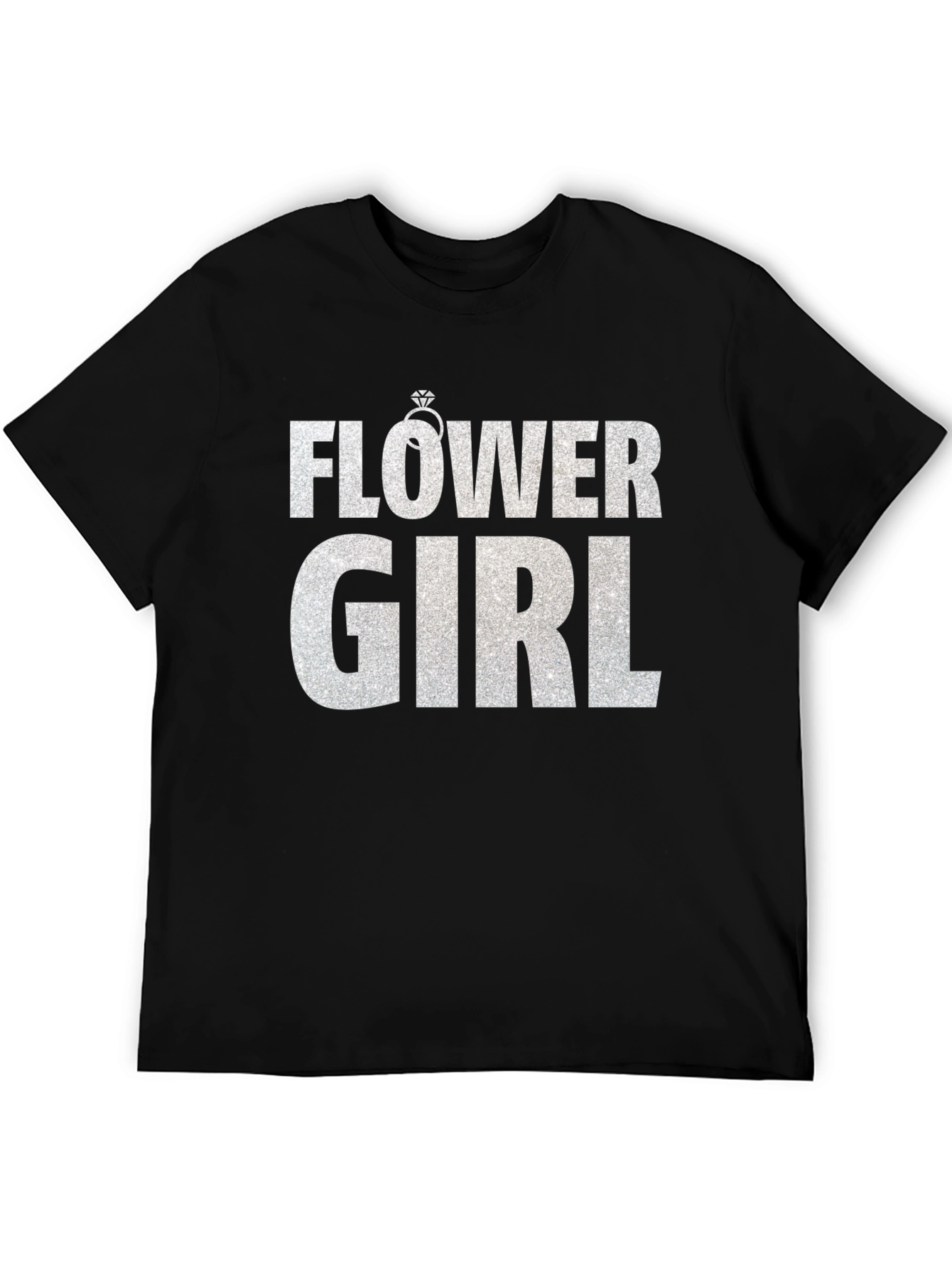 Black Flower Girl T-Shirt - Wedding Party Tee view 5