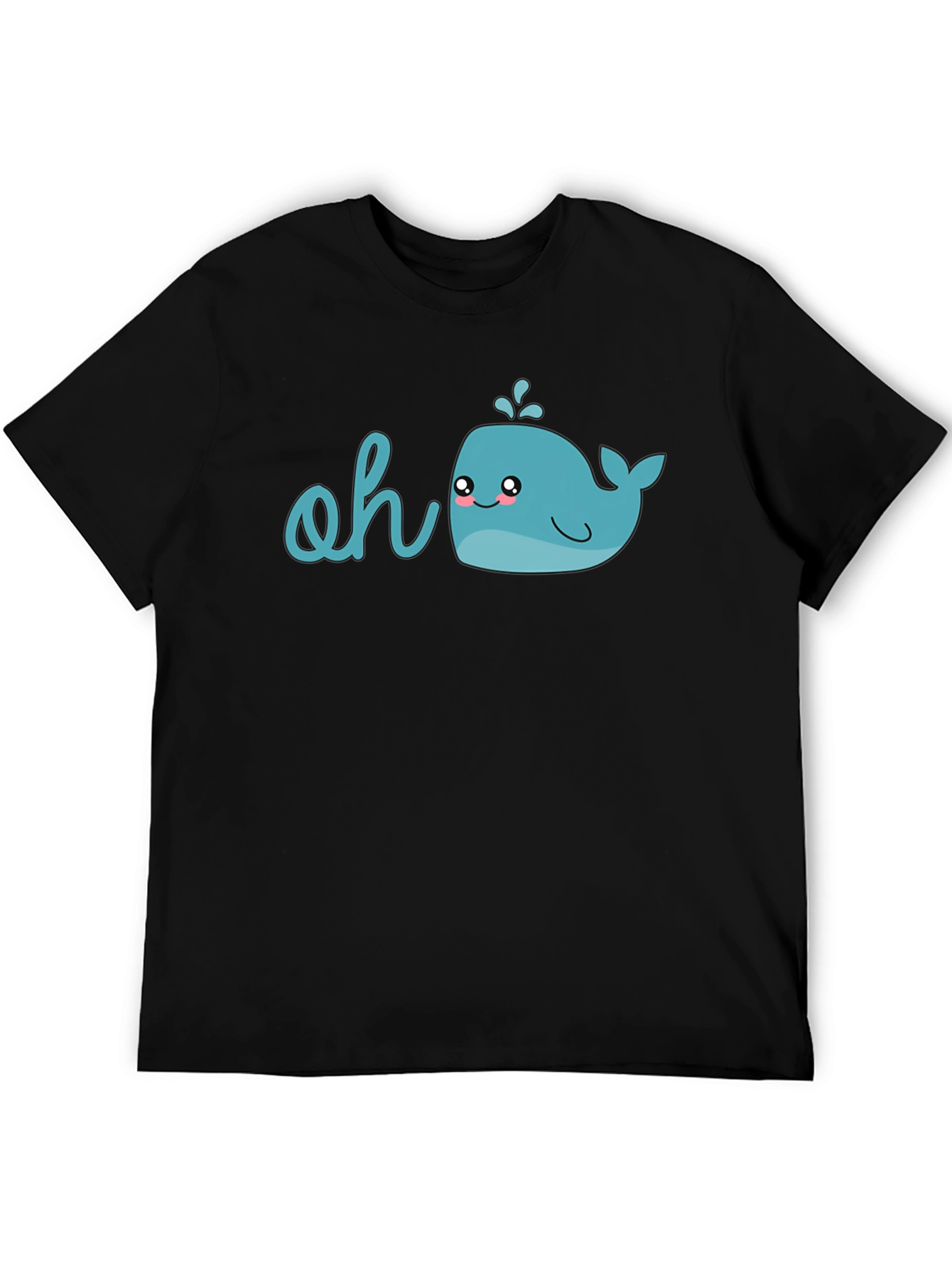 Black Cute Cartoon Whale Graphic T-Shirt view 5