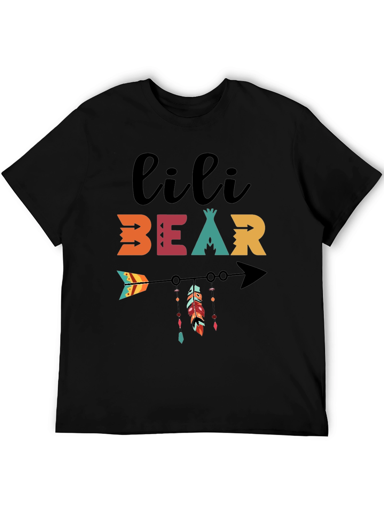 Black Lili Bear Arrow Graphic Tee - Black Cotton Blend Shirt view 5