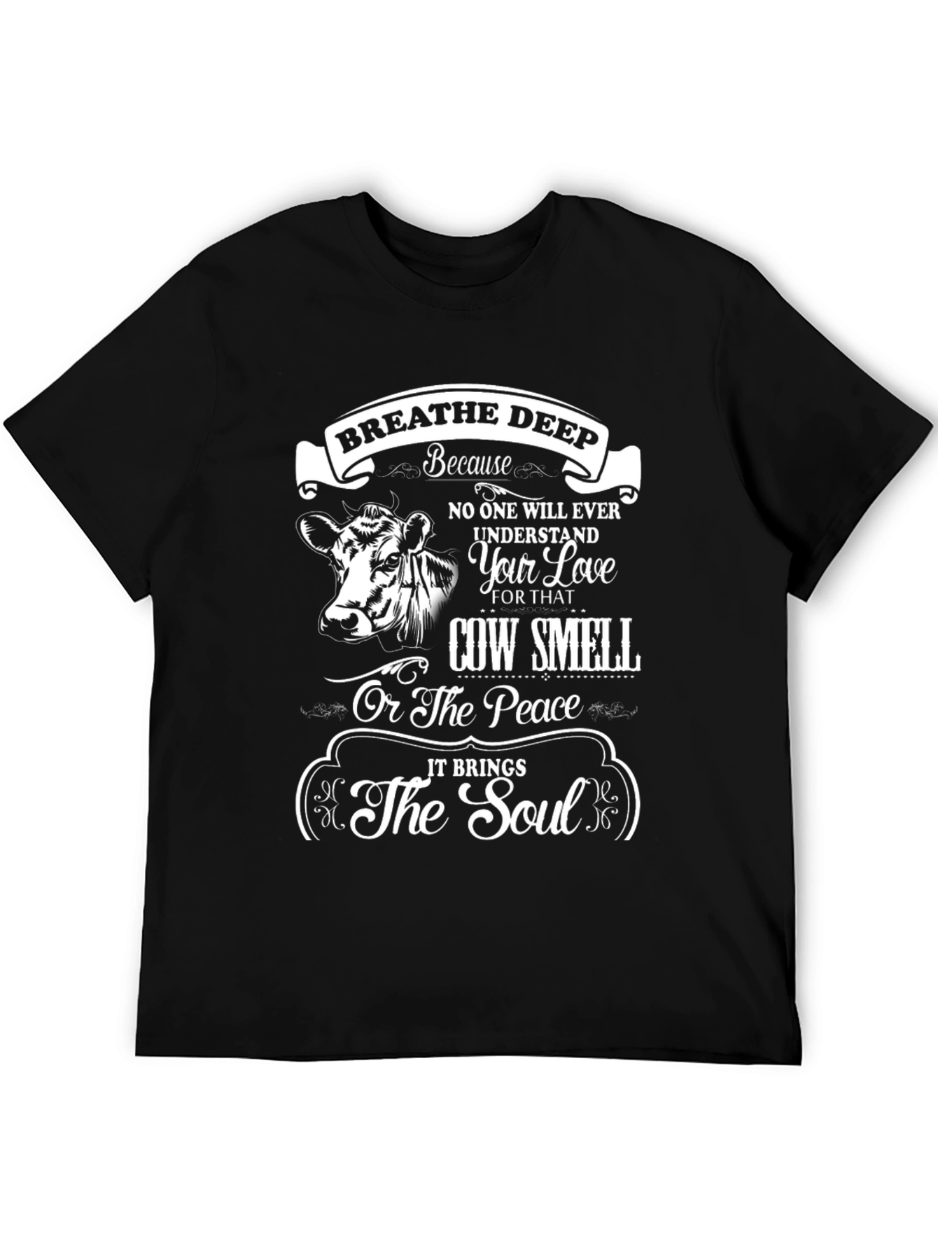 Black Breathe Deep Cow T-Shirt view 5