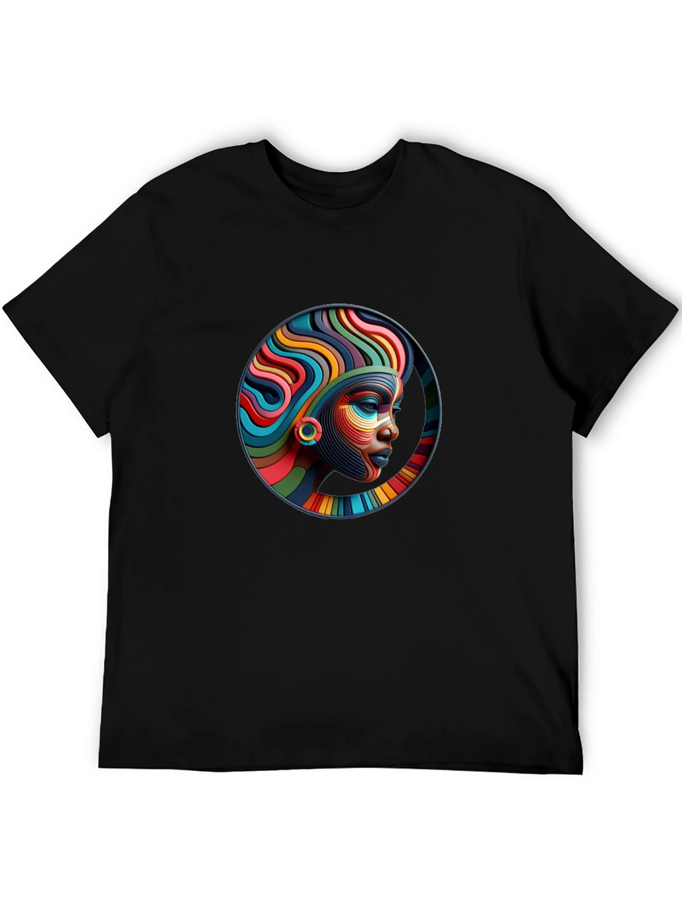 Black Abstract African Woman Art T-Shirt view 5