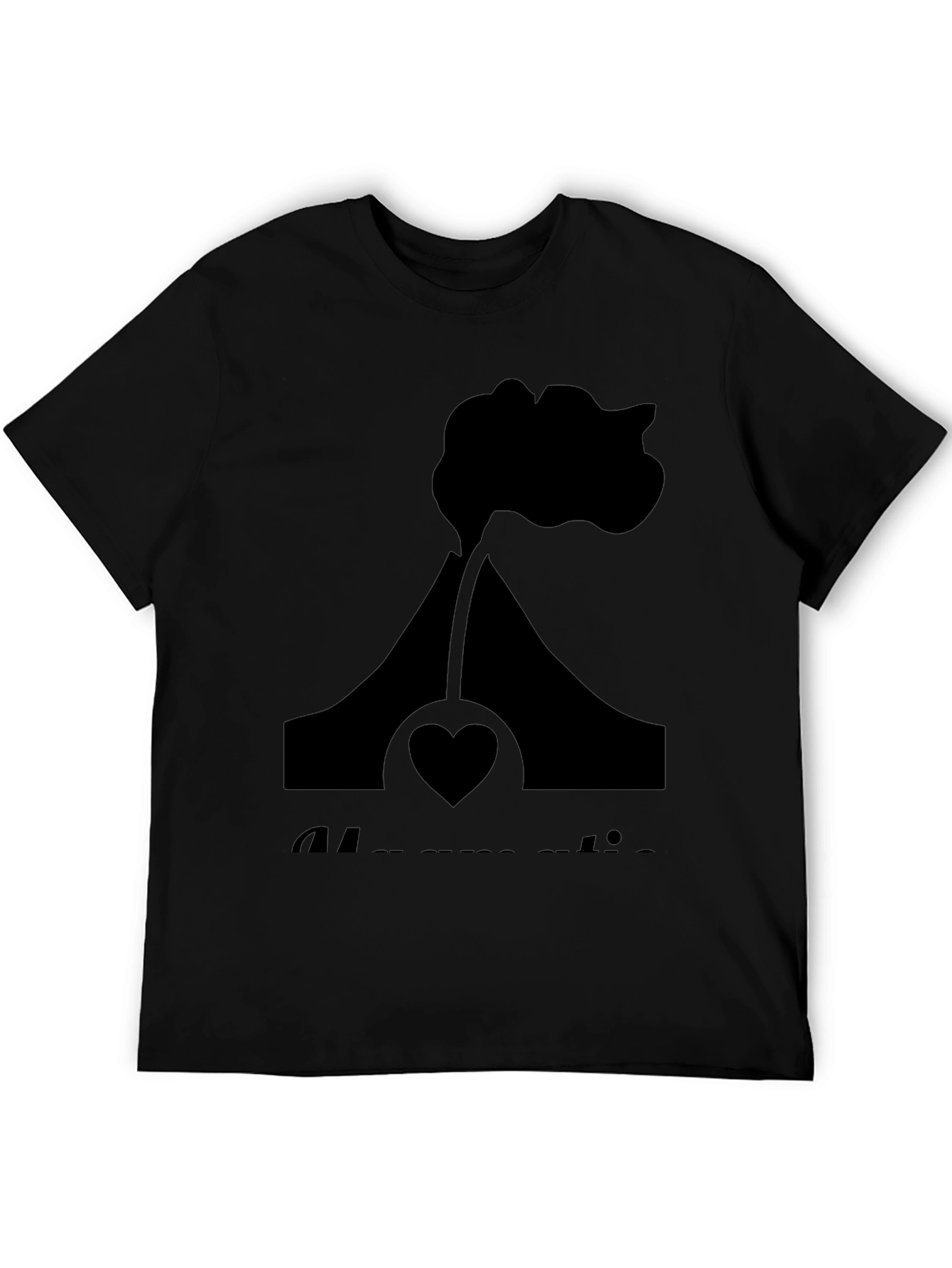 Black Volcano Heart Graphic Tee - Black Casual Shirt view 5