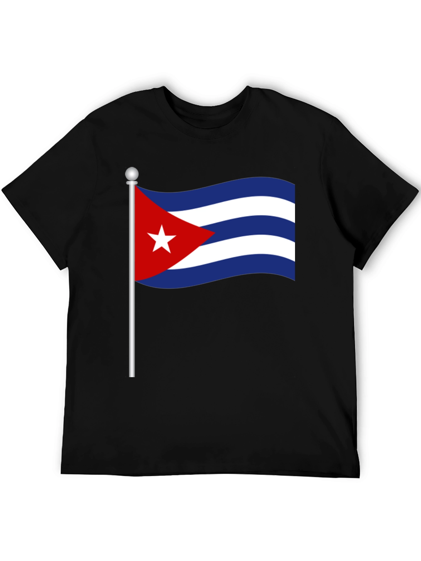 Black Cuba Flag T-Shirt - Black Crew Neck Tee view 5