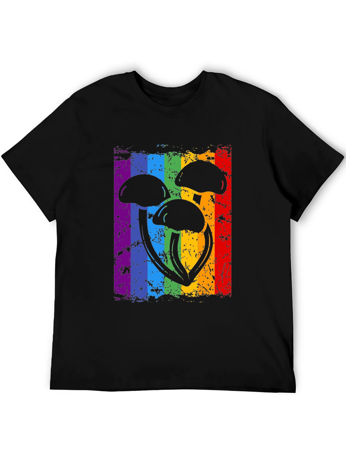 Black Rainbow Mushroom Graphic Tee view 5