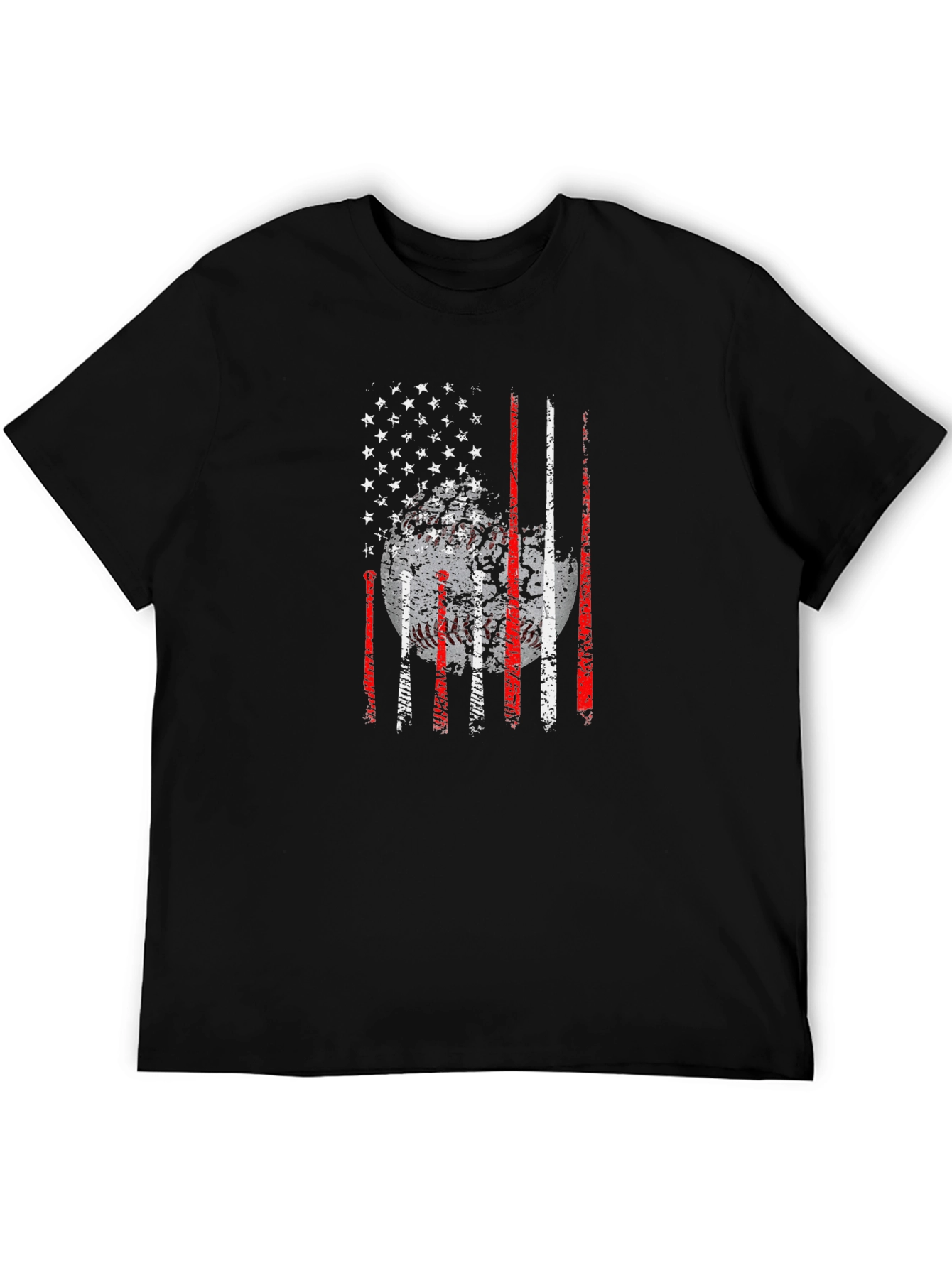 Black Baseball USA Flag Graphic T-Shirt view 5