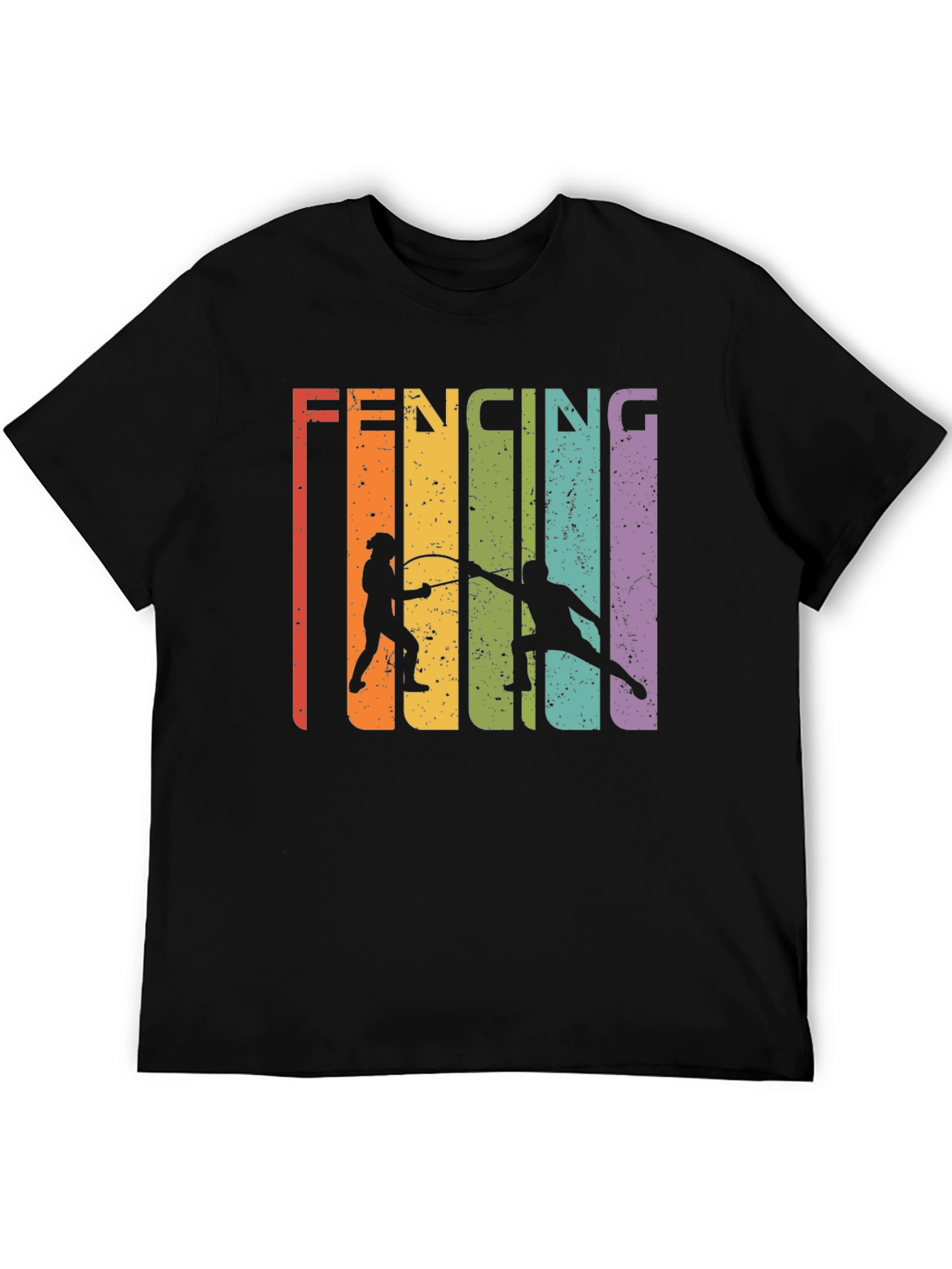Black Retro Fencing Graphic T-Shirt view 5