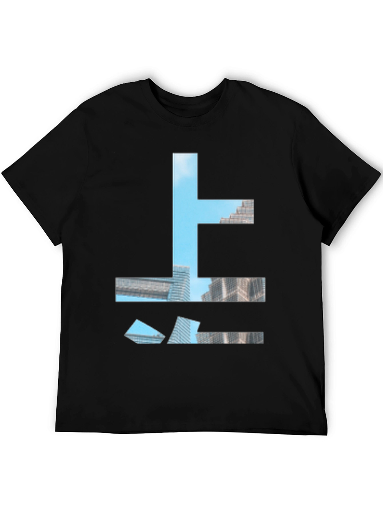 Black Urban Abstract Graphic Tee - Modern Black T-Shirt view 5