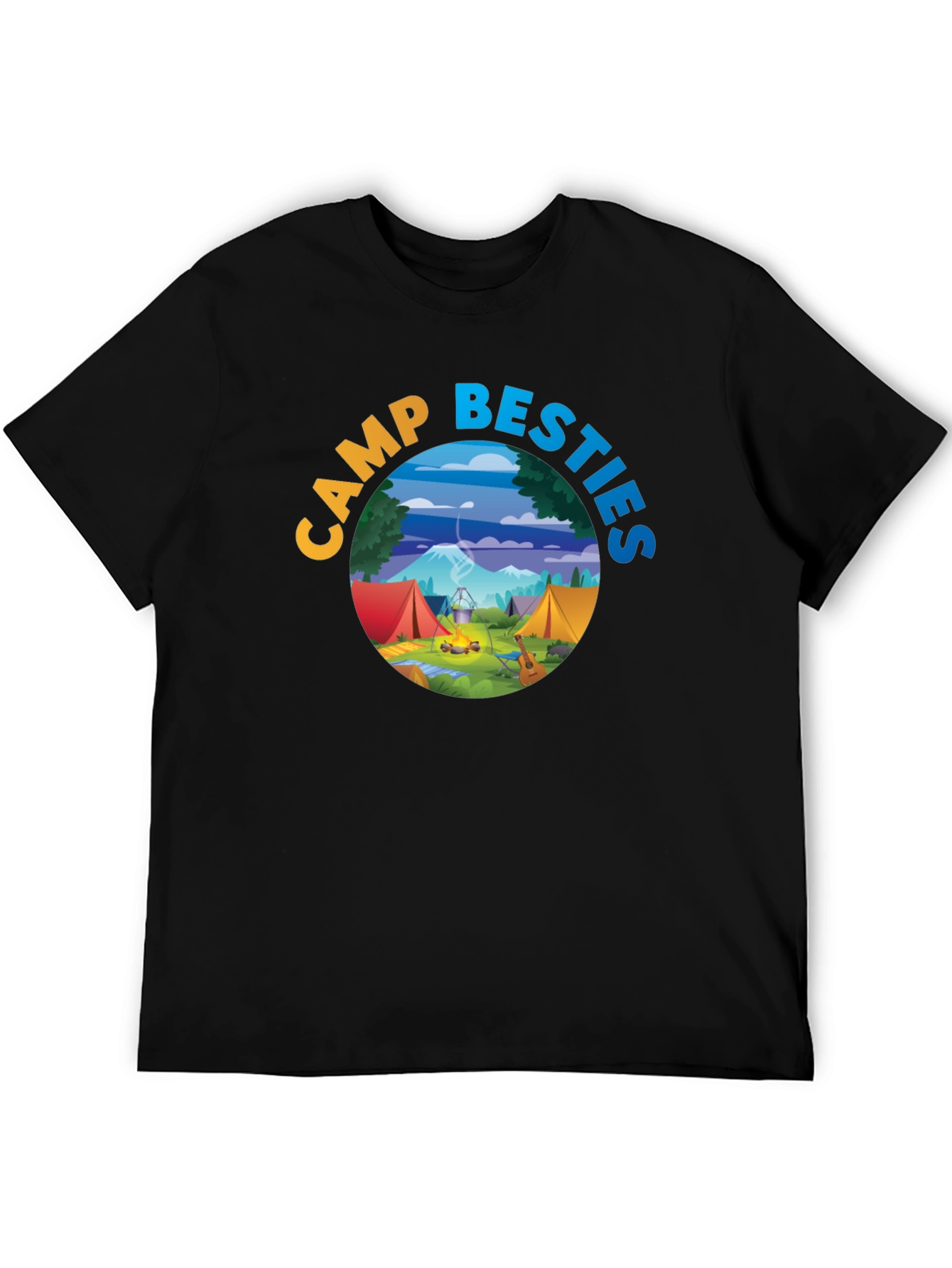 Black Camp Besties Graphic Tee - Black Cotton T-Shirt view 5