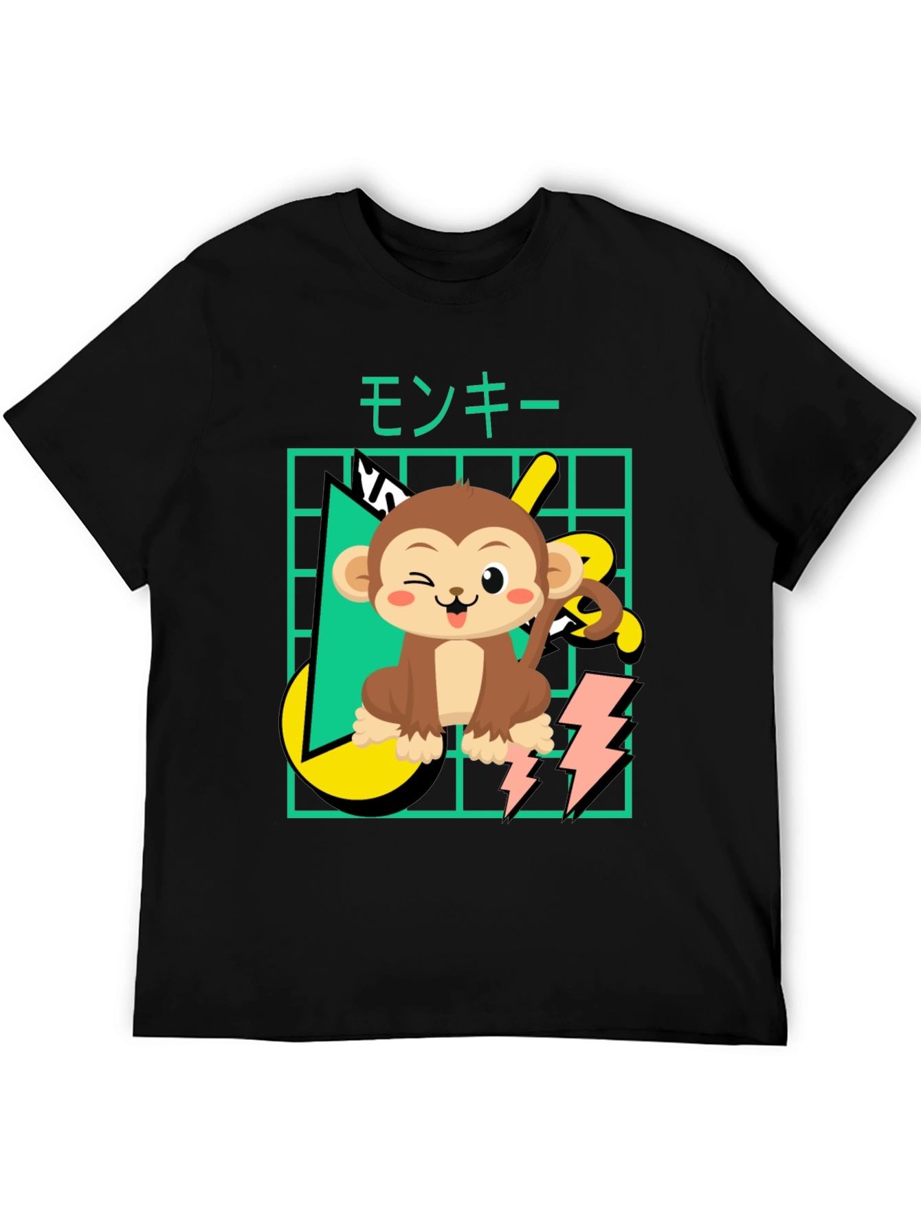 Black Cartoon Monkey Graphic Tee view 5