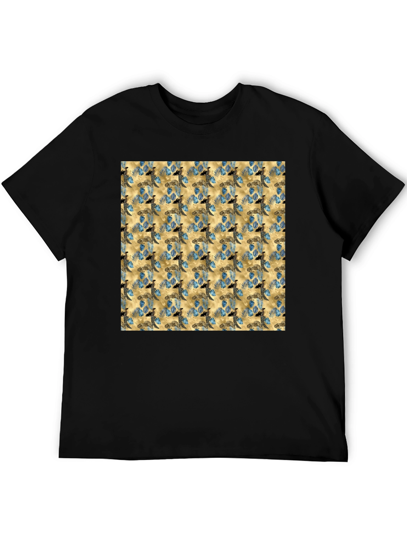 Black Turtle Pattern Black T-Shirt view 5